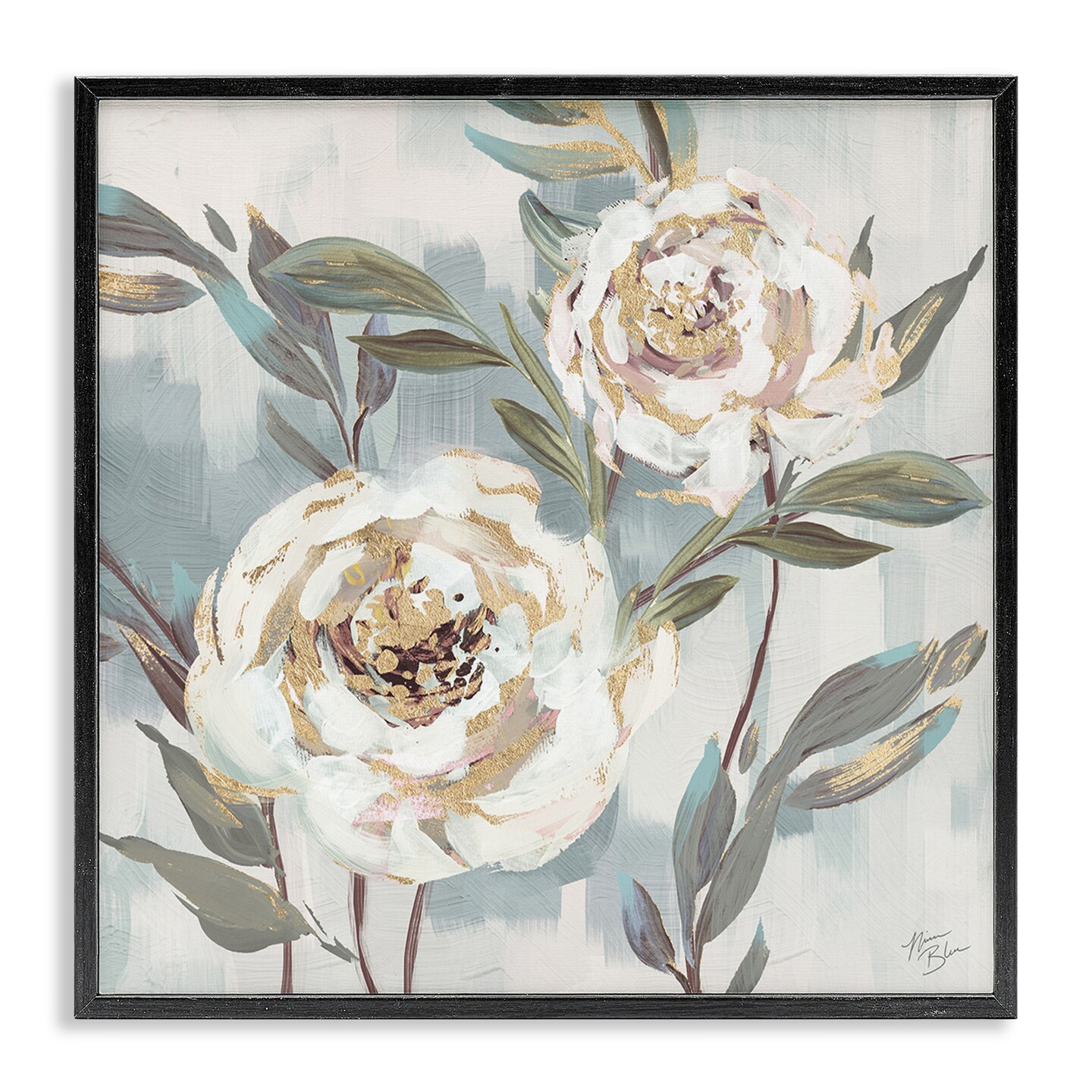 Stupell Industries Two Country Blossoms Framed Giclee Wall Art Design by Nina Blue