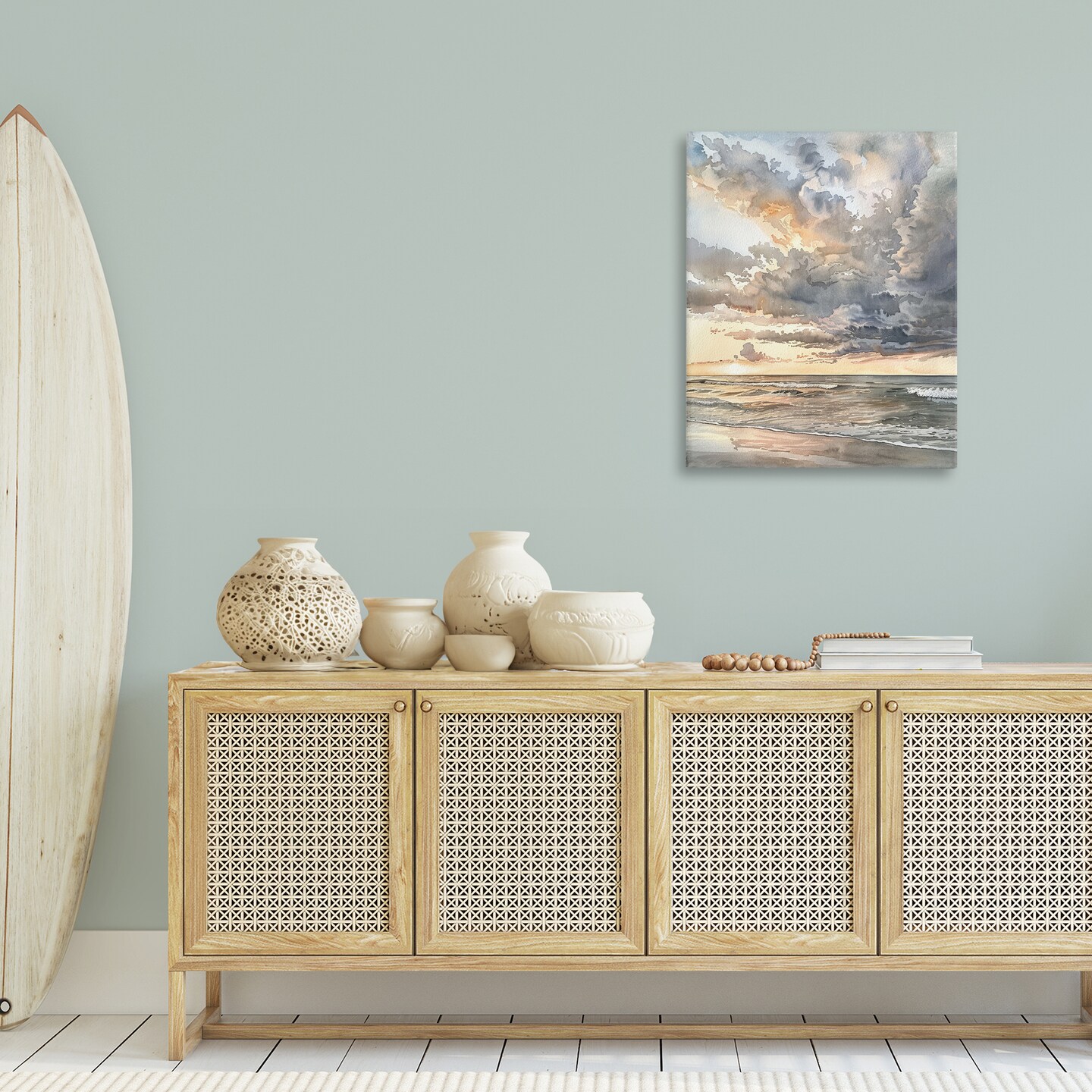 Stupell Industries Moody Sea Cloudy View Canvas Wall Art Design by Petal Prints Design