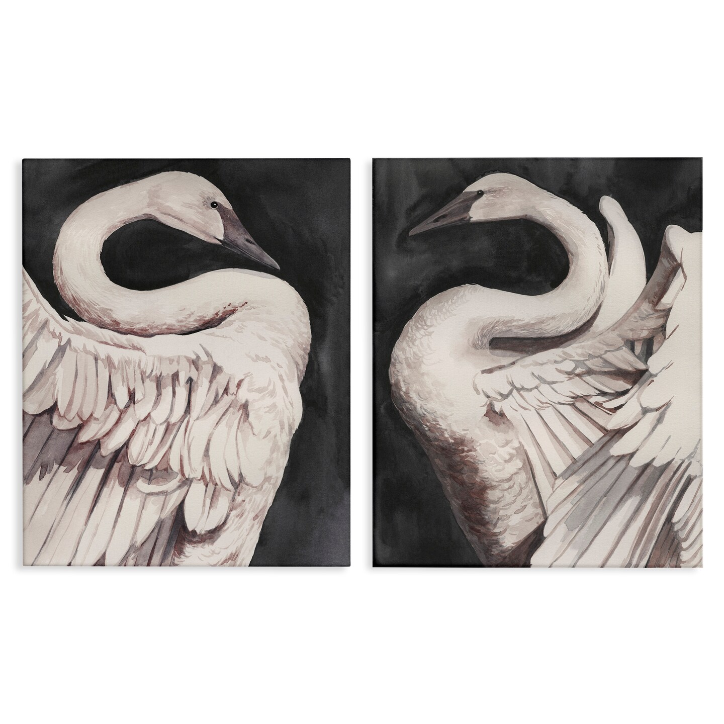 Stupell Industries Swans Taking Flight 2pc Canvas Wall Art Set Design by Grace Popp