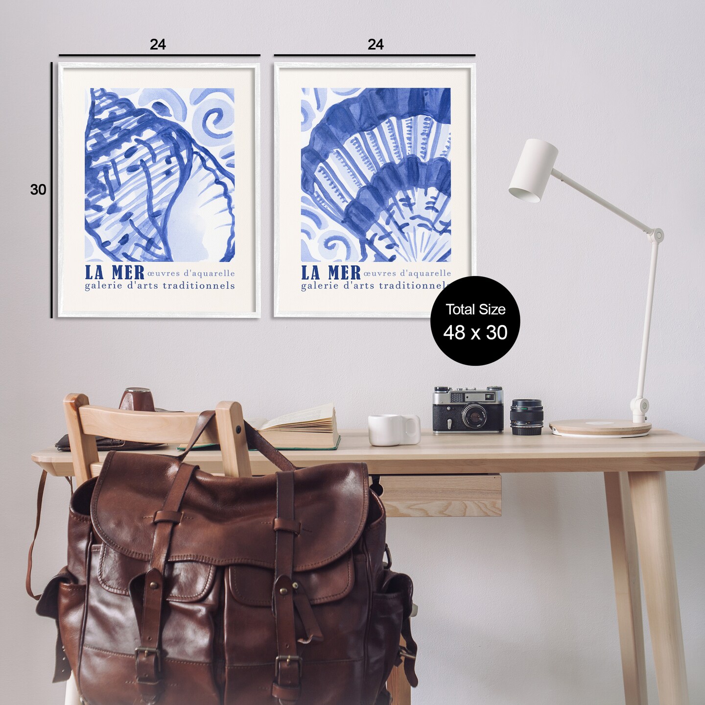Stupell Industries Seashell Gallery Posters 2pc Framed Giclee Wall Art Set Design by June Erica Vess 