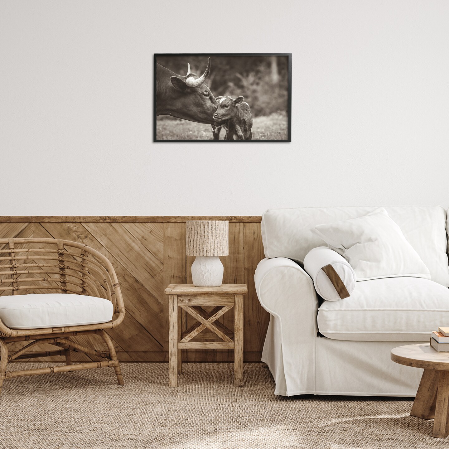 Stupell Industries Longhorn Kiss Photography Framed Giclee Wall Art Design by Nathan Larson