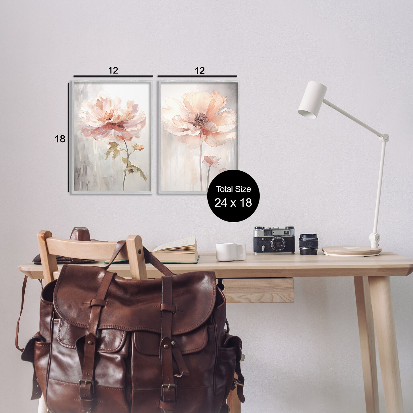 Stupell Industries Soft Pink Budding Flowers 2pc Framed Giclee Wall Art Set Design by Raymond Powers