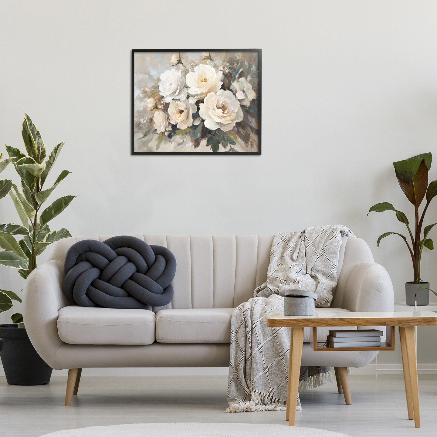 Stupell Industries Blushing Cream Bouquet Framed Giclee Wall Art Design by Petal Prints Design