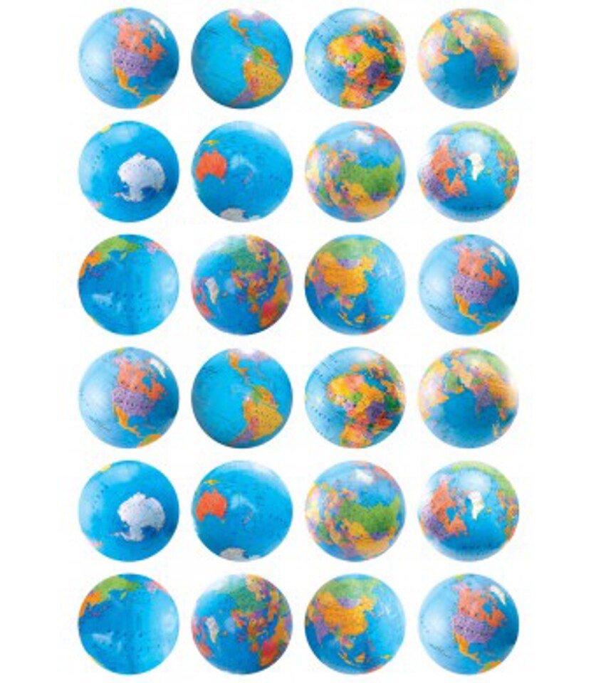 Globe Stickers 1&#x22; &#x2013; 20 Sheets of World Map Stickers for Classroom, Crafts &#x26; Rewards