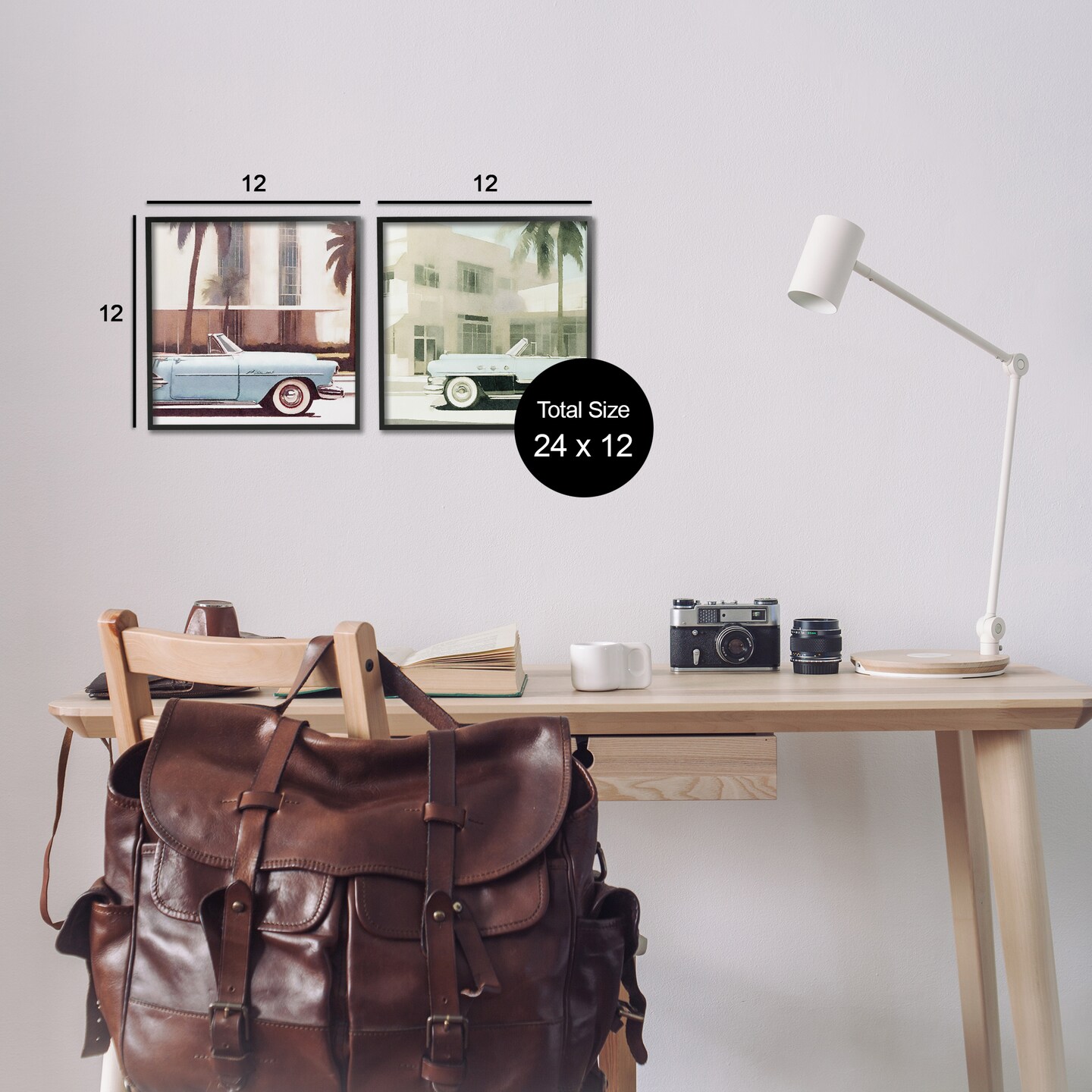 Stupell Industries Miami Cars in Summer 2pc Framed Giclee Wall Art Set Design by Noah Bay