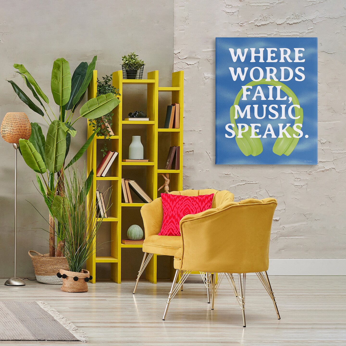 Stupell Industries Words Fail Music Speaks Canvas Wall Art Design by Seven Trees Design