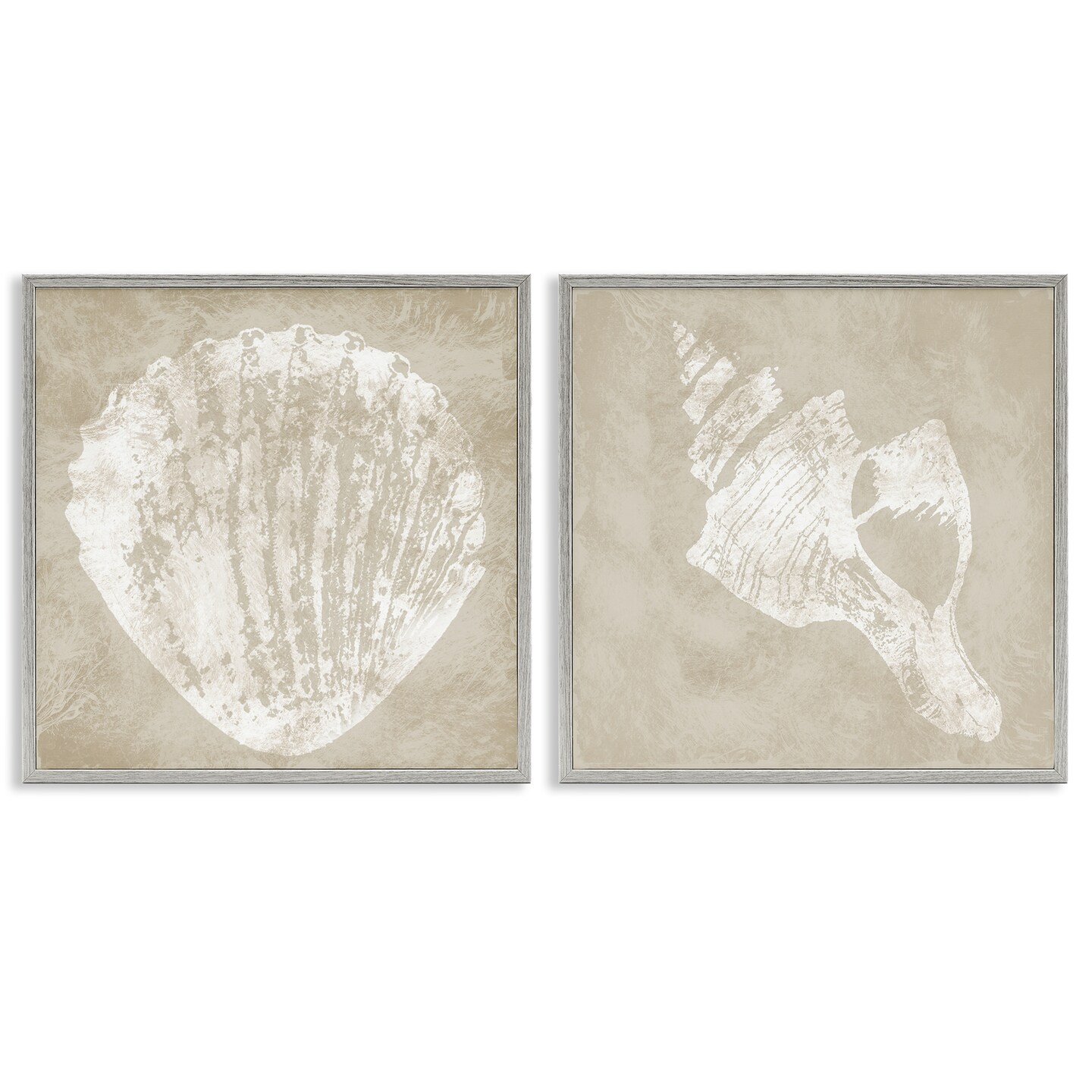 Stupell Industries Rustic Abstract Seashells 2pc Framed Giclee Wall Art Set Design by Carol Robinson