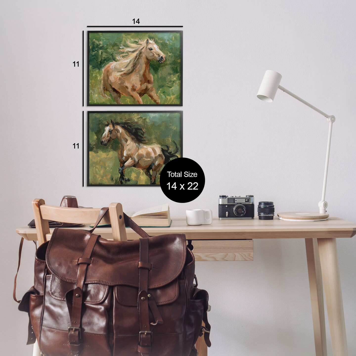 Stupell Industries Trotting Horse Visages 2pc Framed Giclee Wall Art Set Design by Victoria Barnes