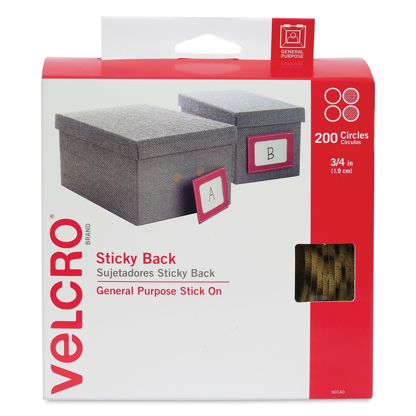 Velcro Sticky Back Fasteners - Pkg of 200, Beige, 3/4&#x22; Dots