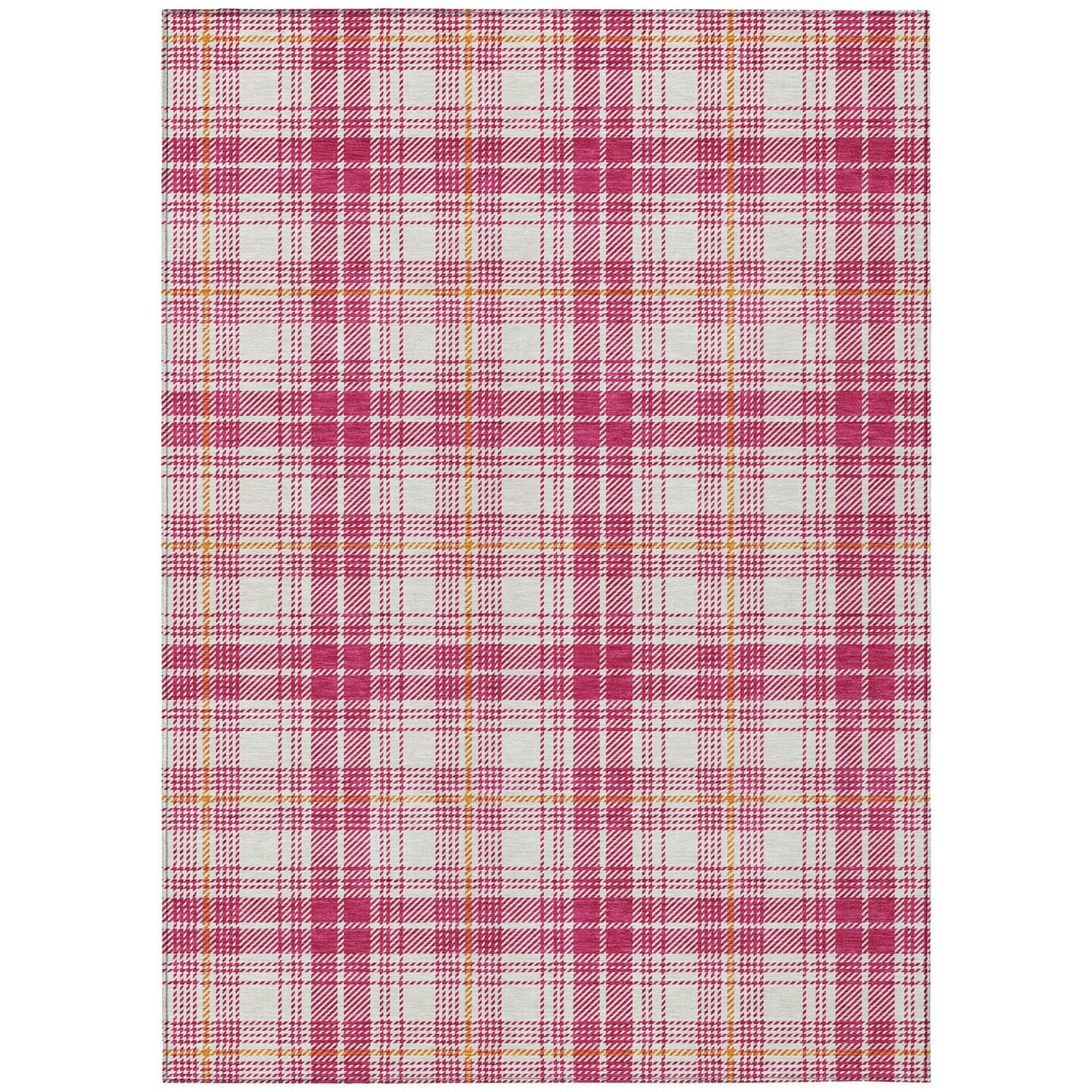 Edge Collections - 9' x 12' - Pink - Plaid Washable Area Rug for Indoor and Outdoor Use - 1 Piece