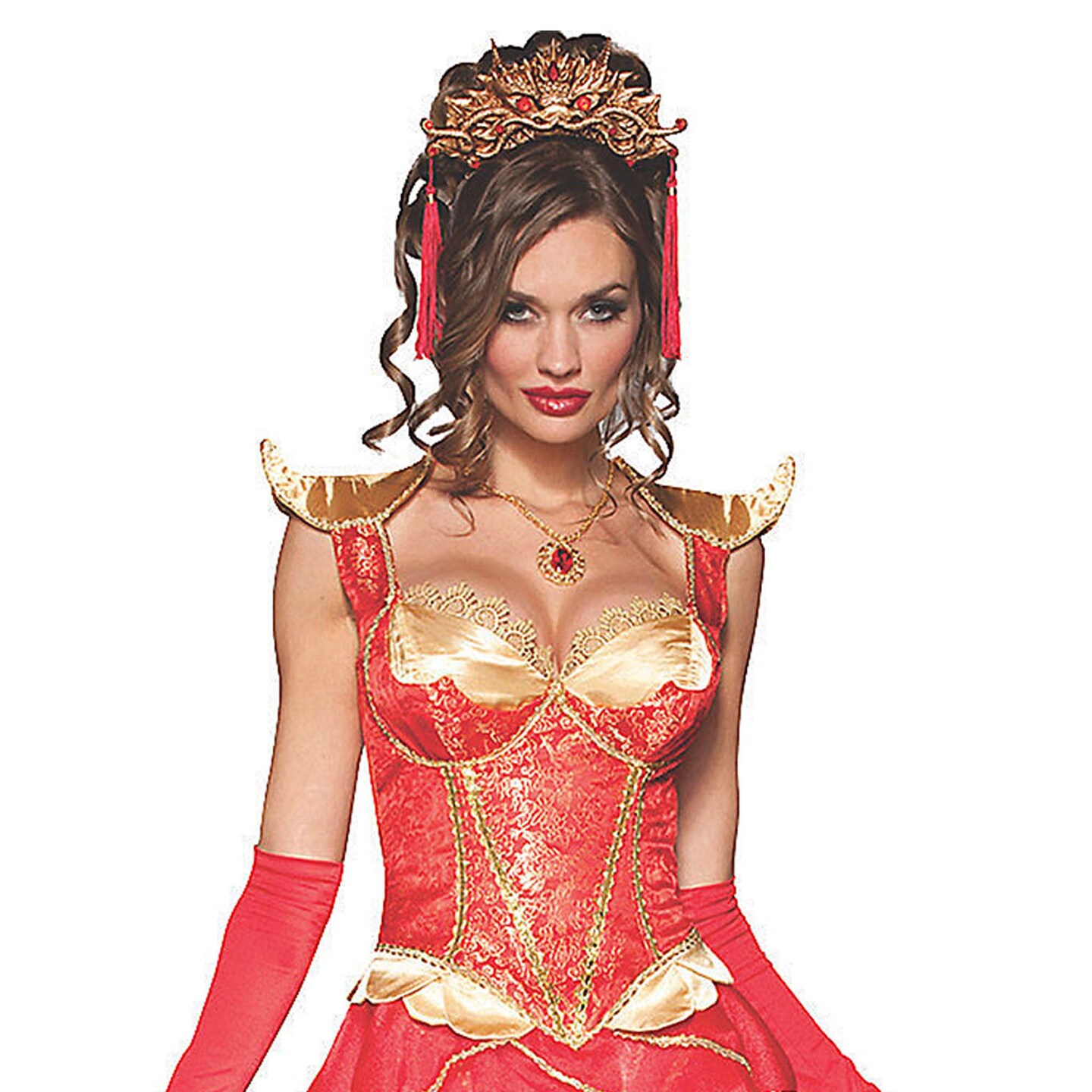 Womens Dragon Princess Adult Halloween Costume Dress Gloves Headpiece