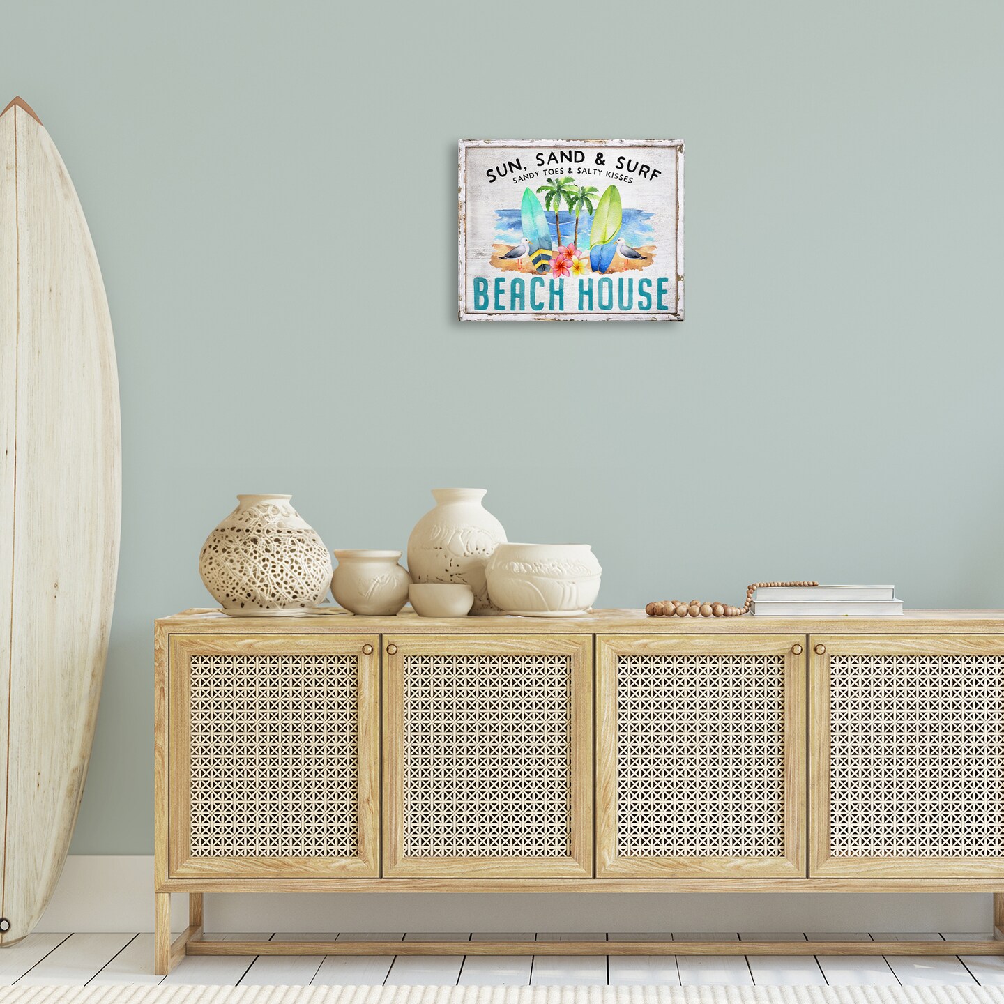 Stupell Industries Vintage Sun Sand & Surf Canvas Wall Art Design by Creatif Belle