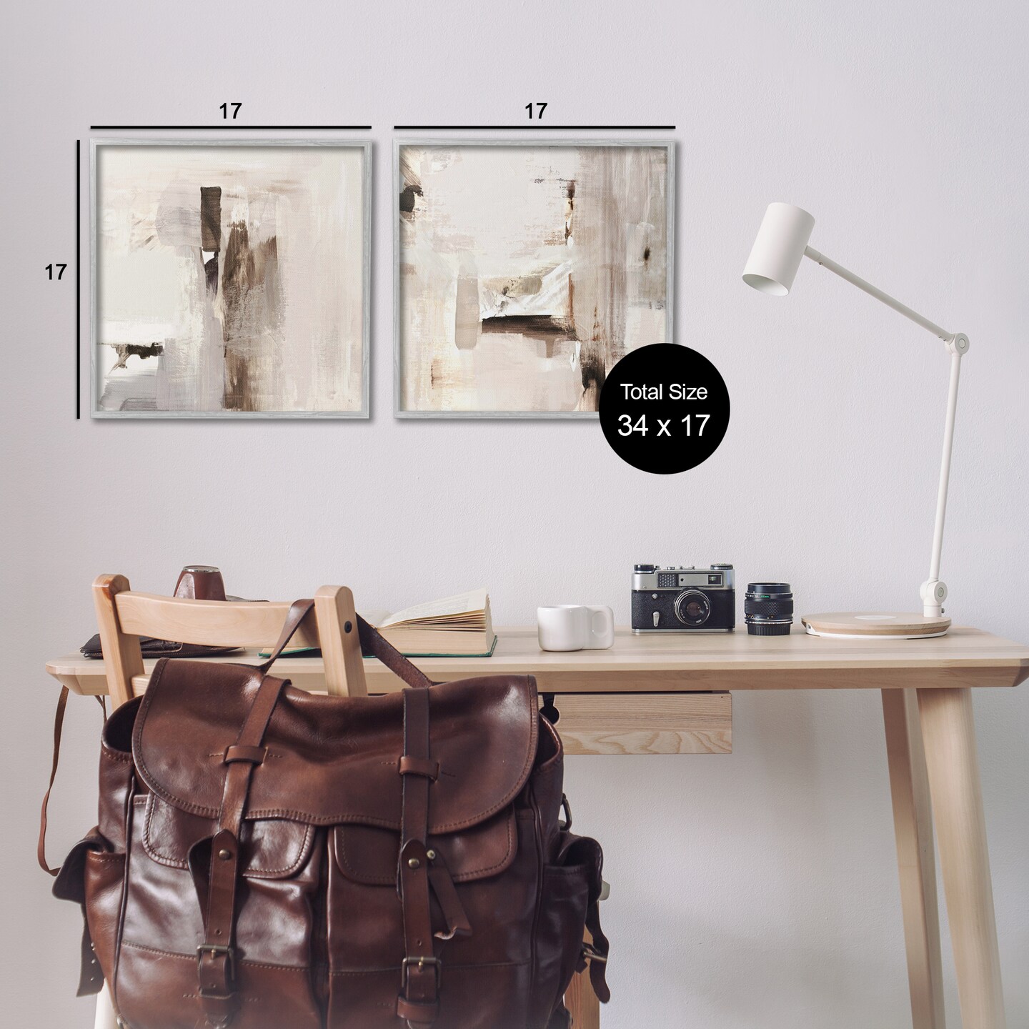 Stupell Industries Neutral Forms on Beige 2pc Framed Giclee Wall Art Set Design by Susan Jill