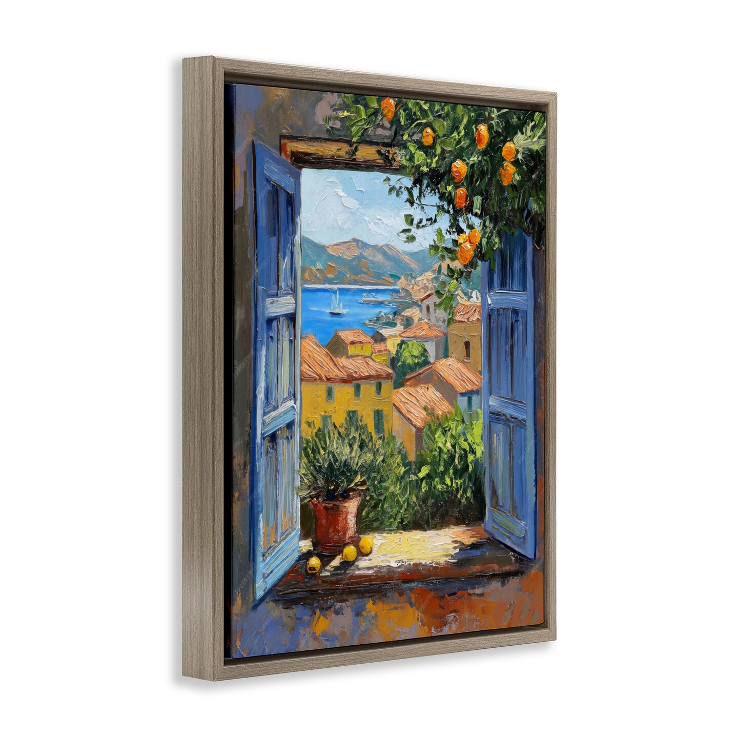 Stupell Industries Mediterranean Window View Floater Framed Canvas Wall Art Design by LSR Design Studio