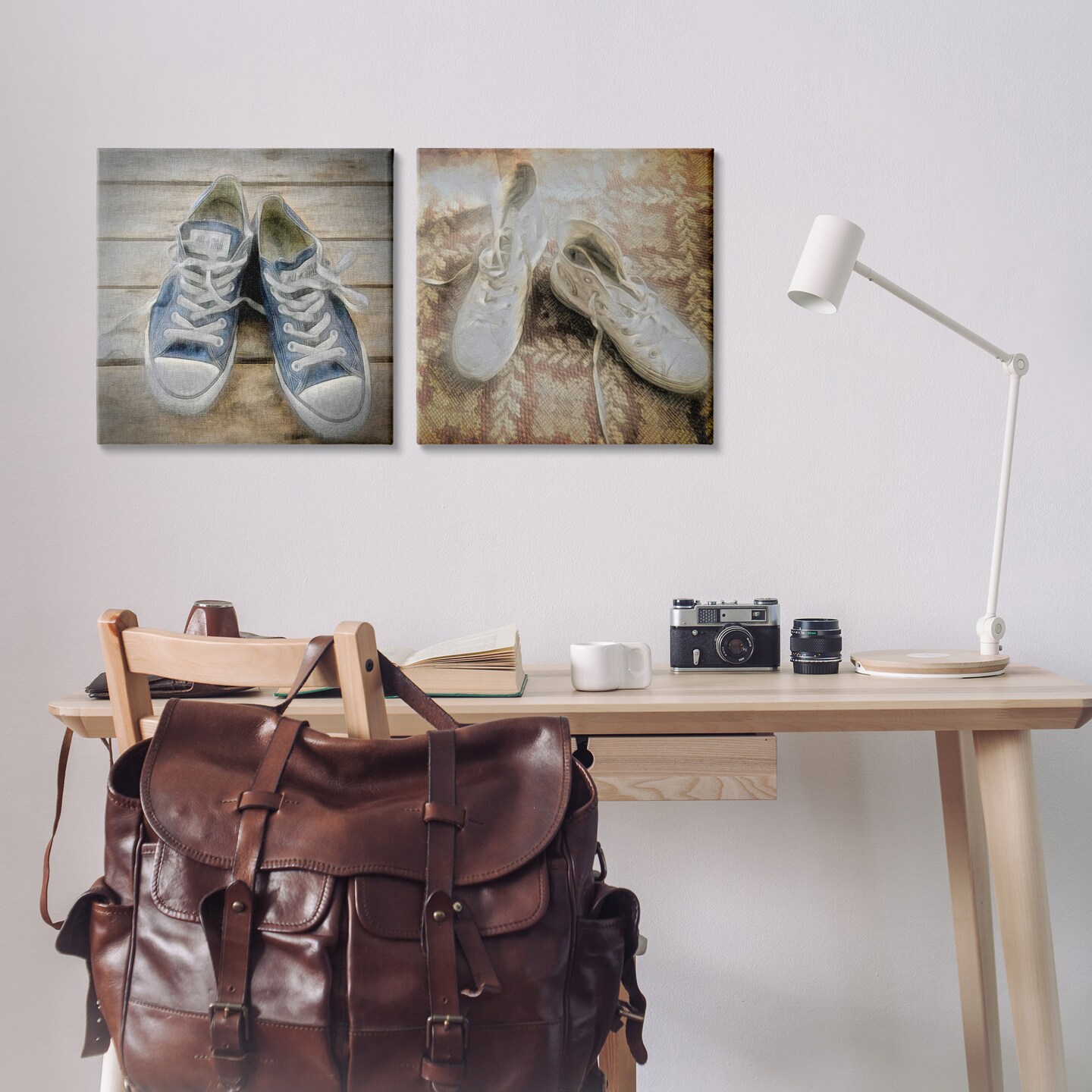 Stupell Industries Vintage Sneakers View 2pc Canvas Wall Art Set Design by Graffi*tee Studios