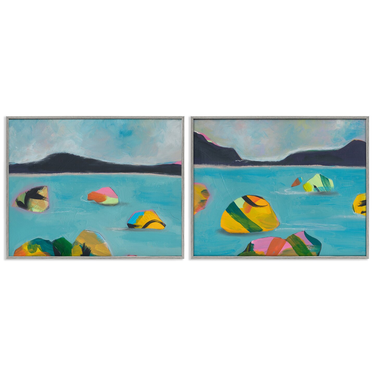 Stupell Industries Beach Buoys in Sea 2pc Framed Giclee Wall Art Set ...
