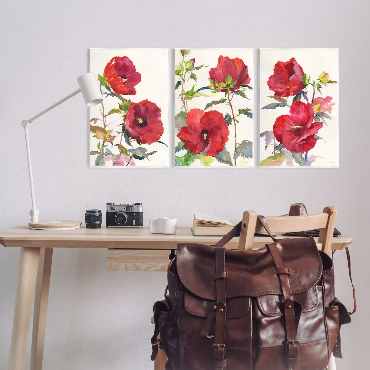 Stupell Industries Traditional Red Poppies 3pc Wall Plaque Art Set Design by Theresa Troise Heidel