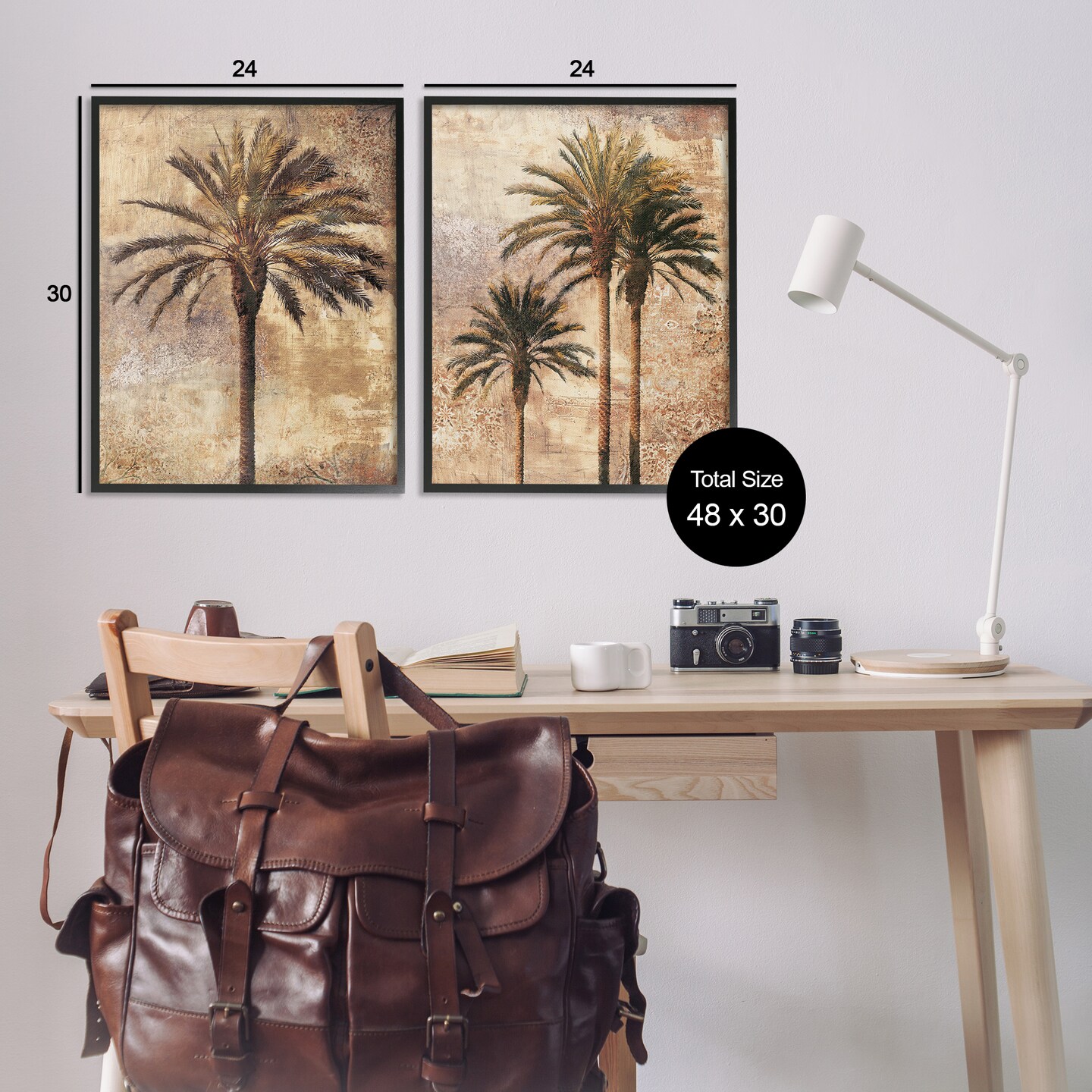 Stupell Industries Arching Palm Leaves 2pc Framed Giclee Wall Art Set Design by John Seba