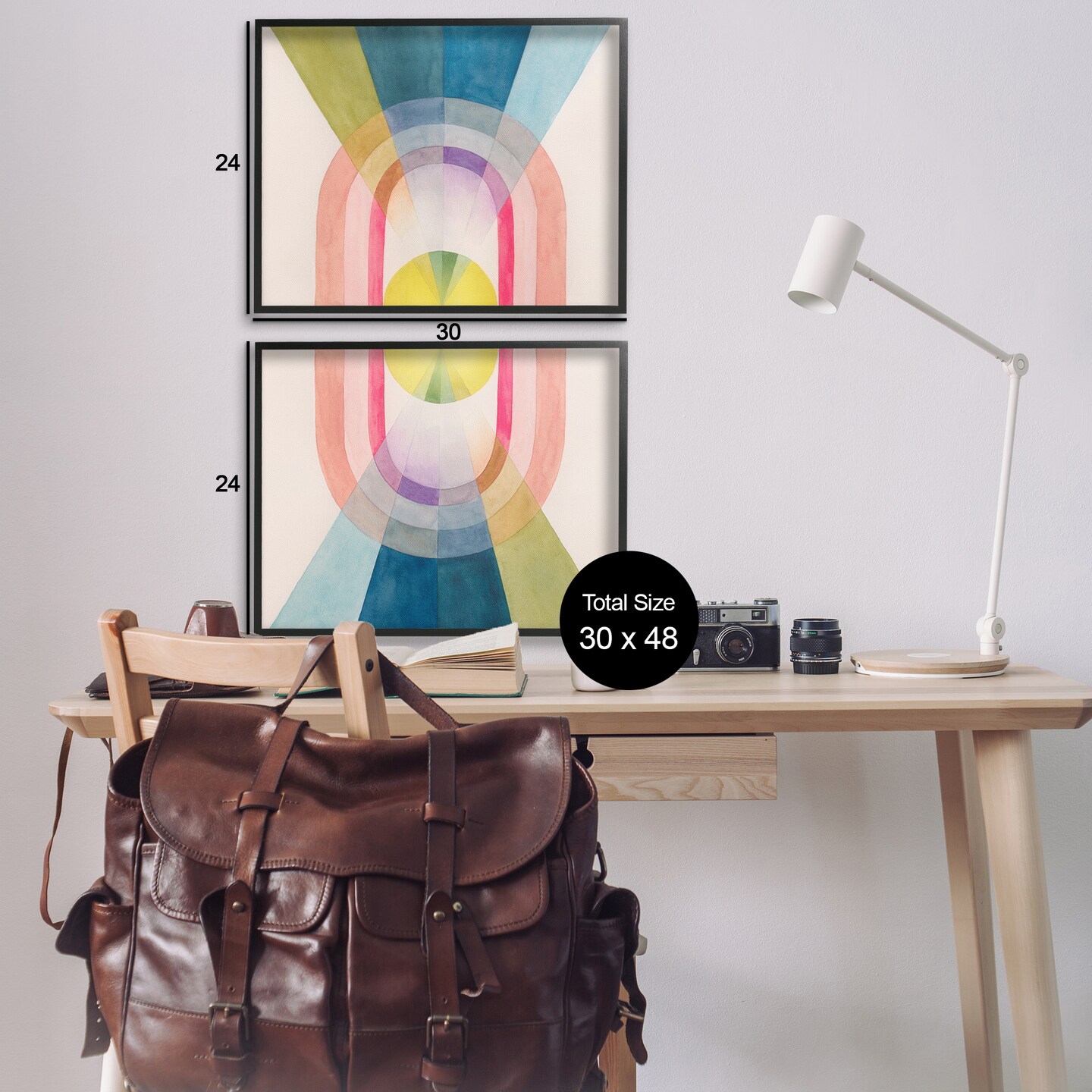 Stupell Industries Retro Pastel Structured Shapes 2pc Framed Giclee Wall Art Set Design by Grace Popp