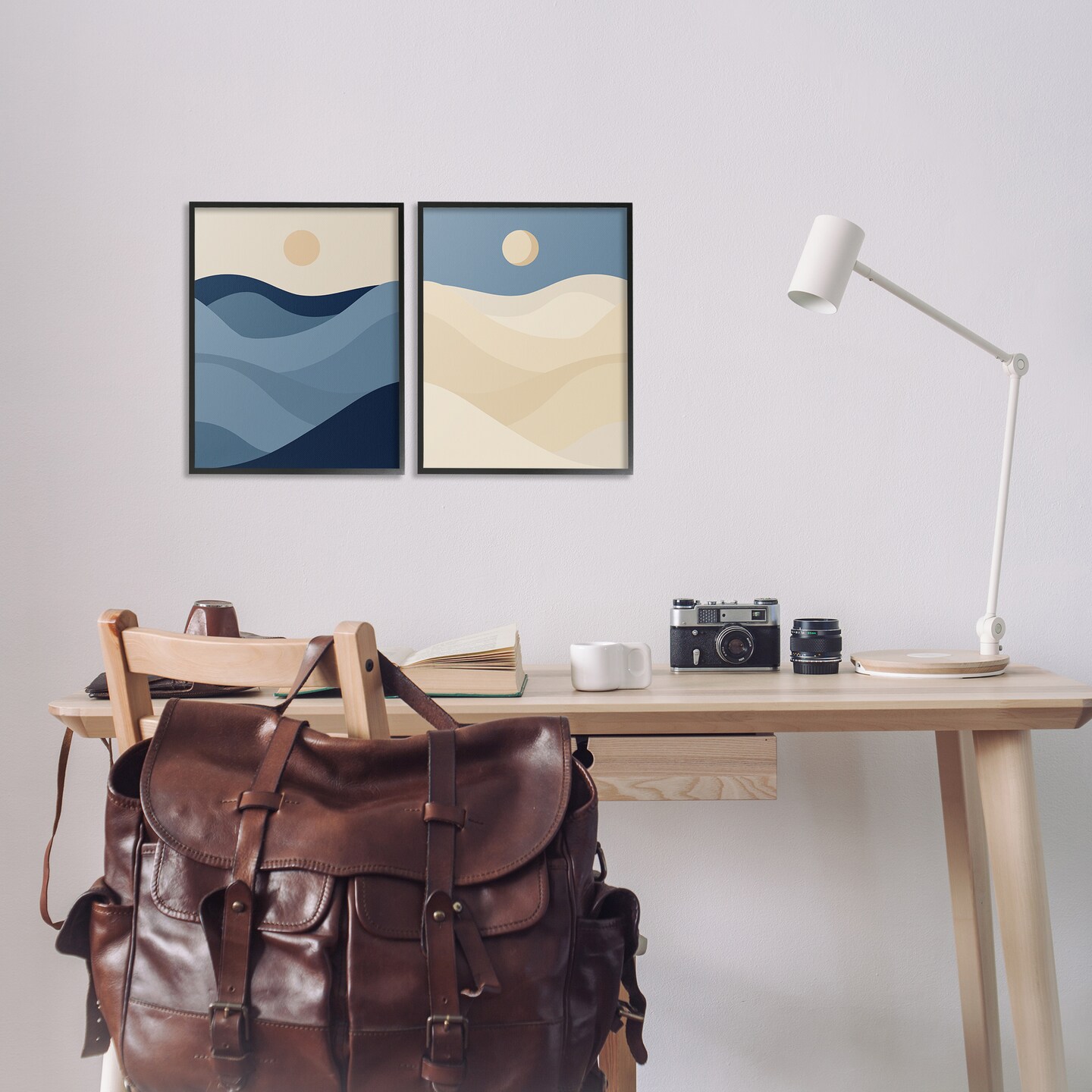 Stupell Industries Boho Waves & Dunes 2pc Framed Giclee Wall Art Set Design by Daphne Polselli