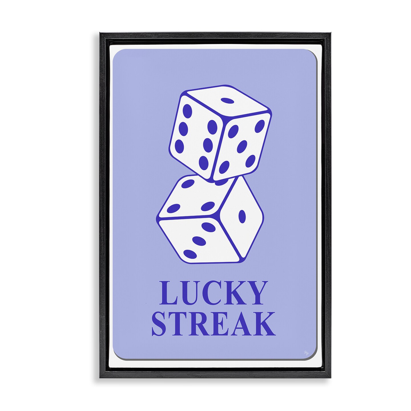 Stupell Industries Blue Lucky Streak Dice Floater Framed Canvas Wall Art Design by Martina Pavlova