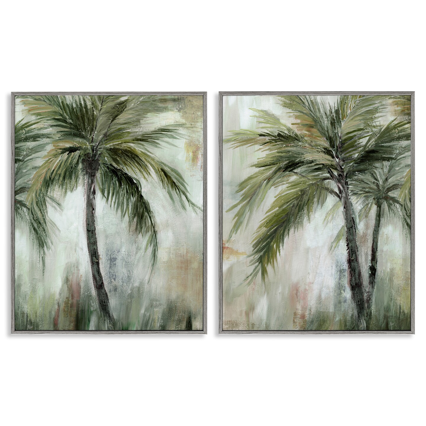 Stupell Industries Palm Trees Impressions 2pc Framed Giclee Wall Art Set Design by Nan