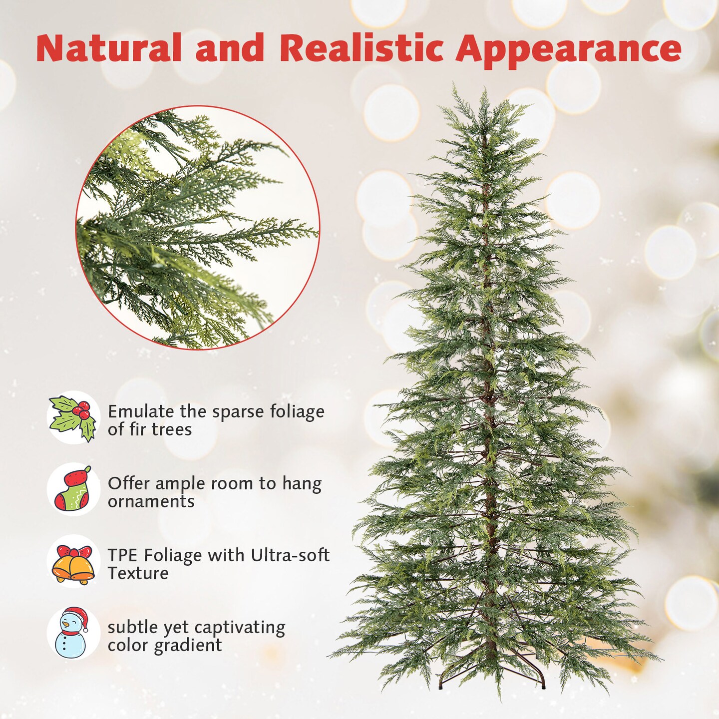 Green TPE and PVC Pre-Lit Christmas Tree with Multicolor LED Lights