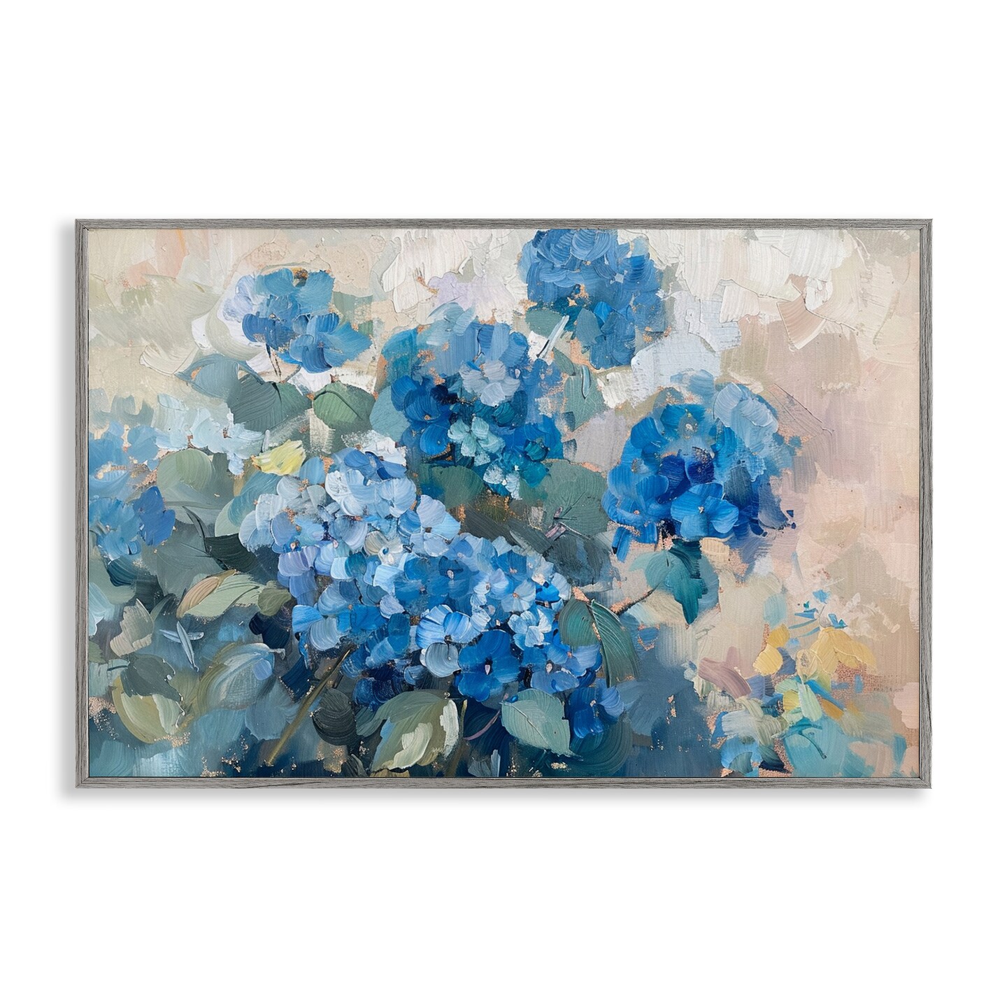 Stupell Industries Blue Hydrangeas Impression Framed Giclee Wall Art Design by LSR Design Studio