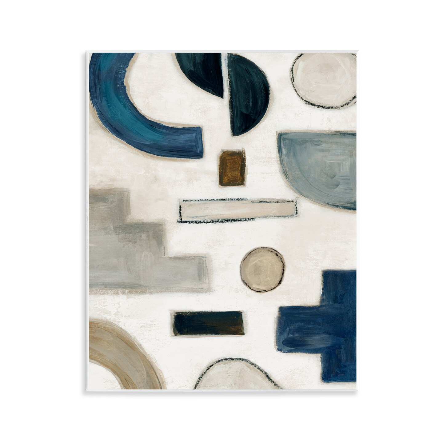 Stupell Industries Neutral Shapes Blue & Beige Wall Plaque Art Design by Emma Peal