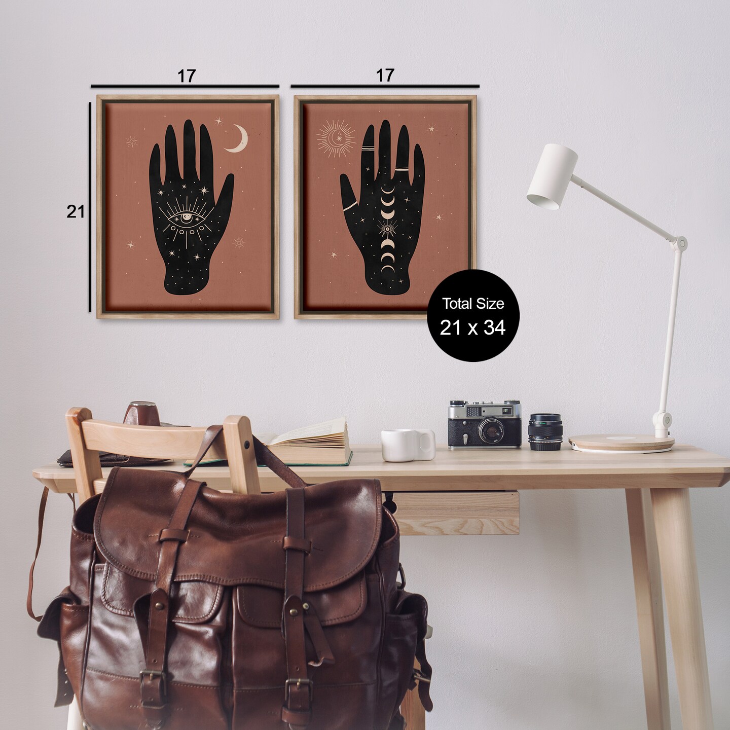 Stupell Industries All Seeing Mystical Hands 2pc Floater Framed Canvas Wall Art Set Design by Nina Blue