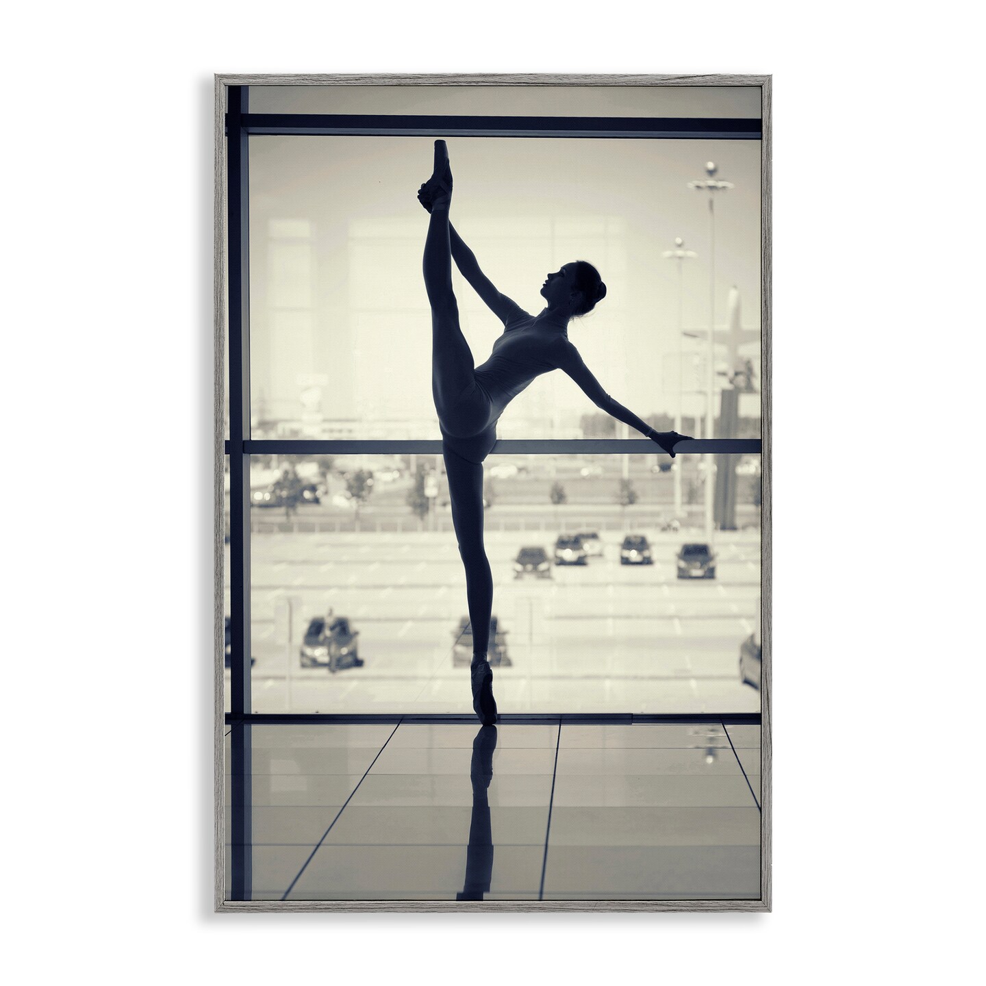 Stupell Industries Practicing Ballerina Stance Framed Giclee Wall Art Design by Incado