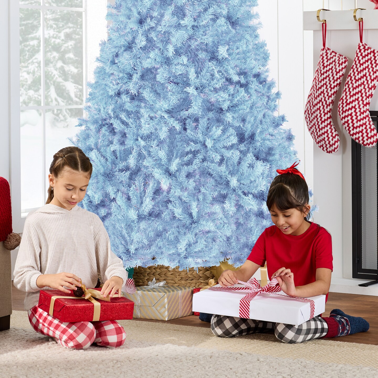 Best Choice Products Artificial Christmas Tree, Premium Unlit Pine Design, Dense Branches  w/Easy Assembly  - Baby Blue
