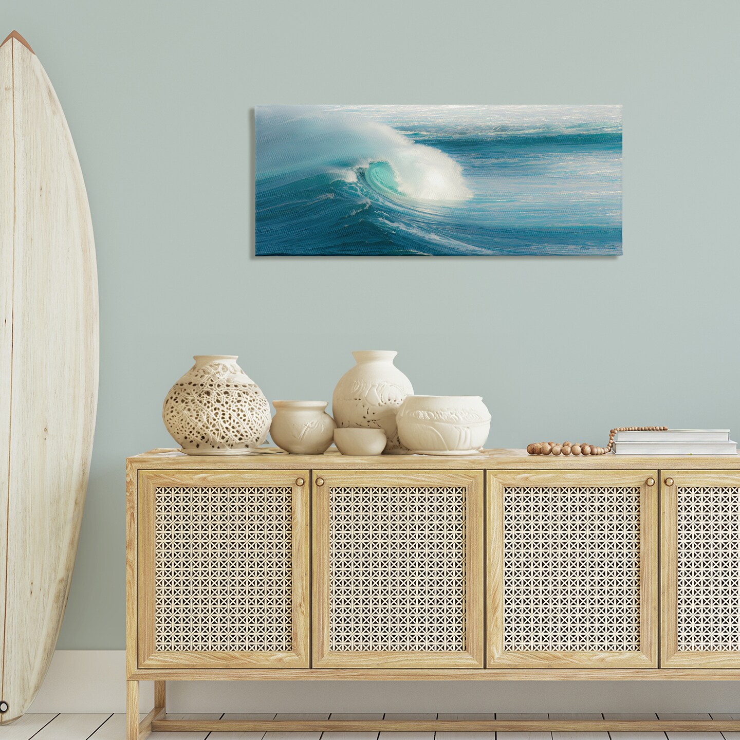 Stupell Industries Bending Ocean Wave Canvas Wall Art Design by Scott Bennion