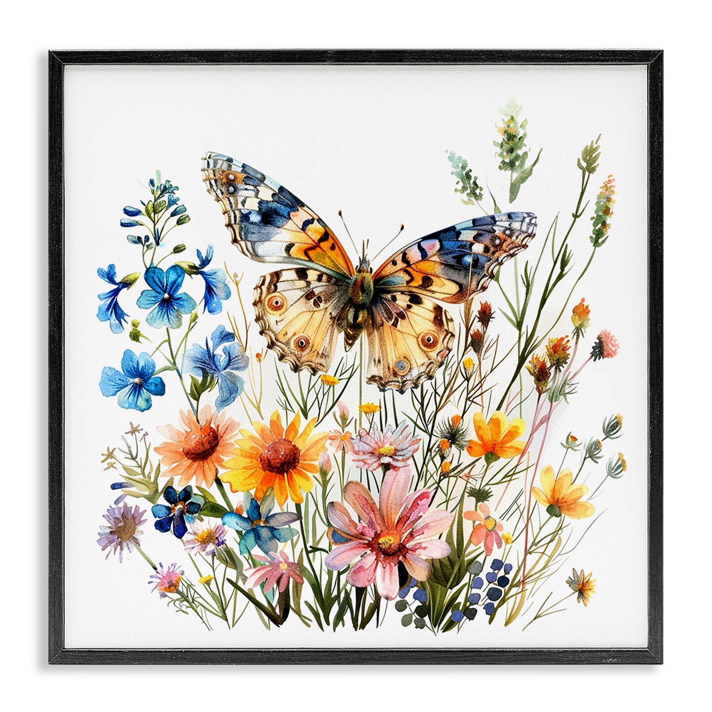 Stupell Industries Spring Butterfly Garden Framed Giclee Wall Art Design by LSR Design Studio