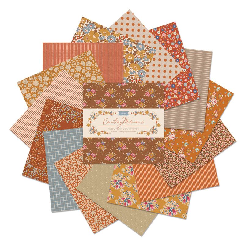 Tilda Fabrics Creating Memories Autumn Charm Pack - 32 Pieces - 5" x 5" -100% Cotton