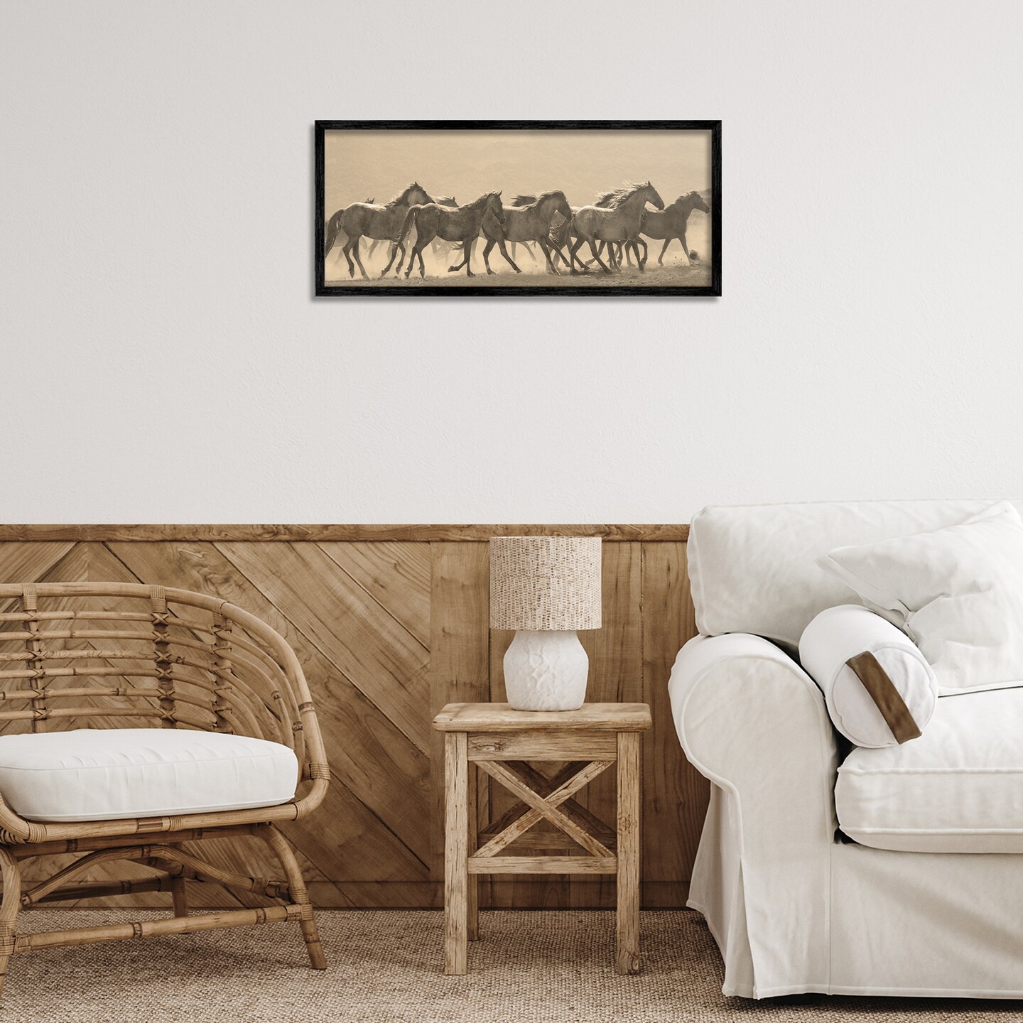 Stupell Industries Western Horses Gallop Framed Giclee Wall Art Design by JG Studio