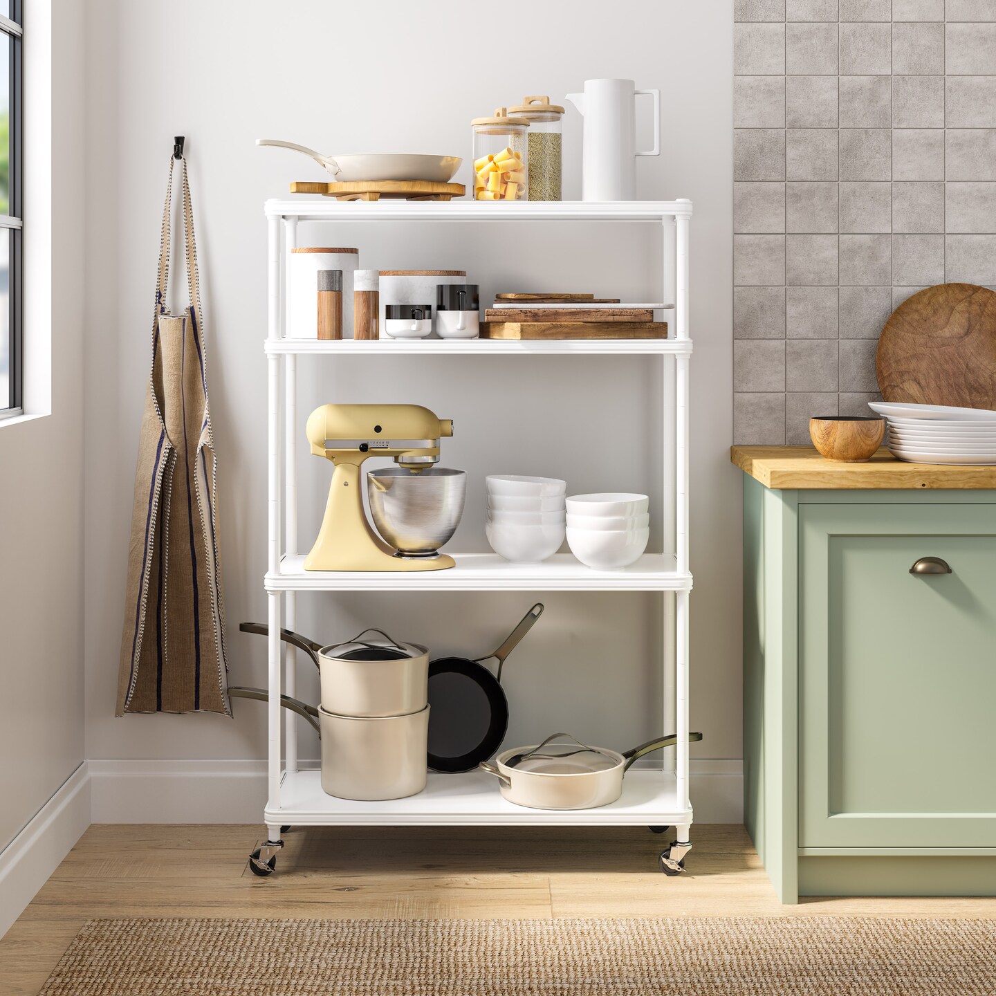 Seville Classics HOME 4-Tier Steel Shelving with Shelf Liners