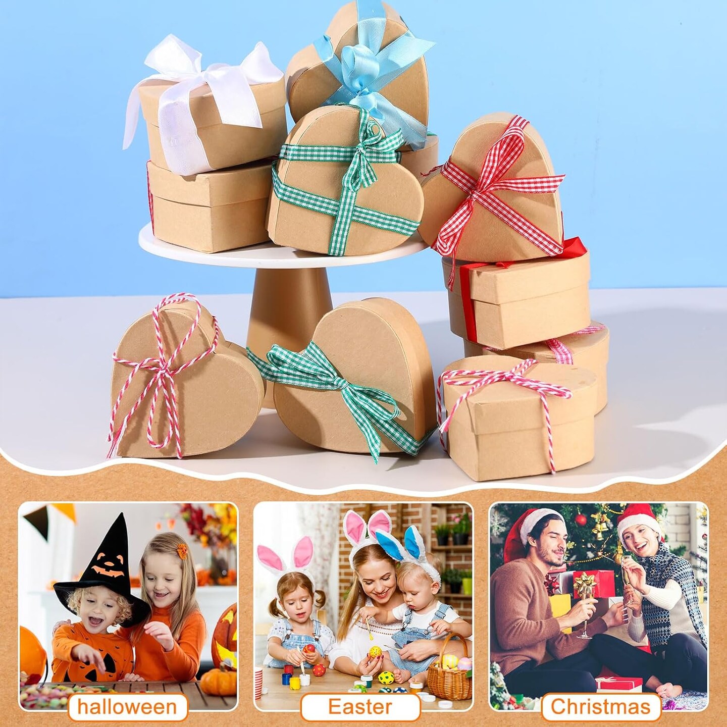 48-Piece Heart-Shaped Paper Mache Gift Boxes &#x2013; 3.9&#x22; DIY Craft Boxes with Lids for Painting, Decoupage &#x26; Jewelry Storage