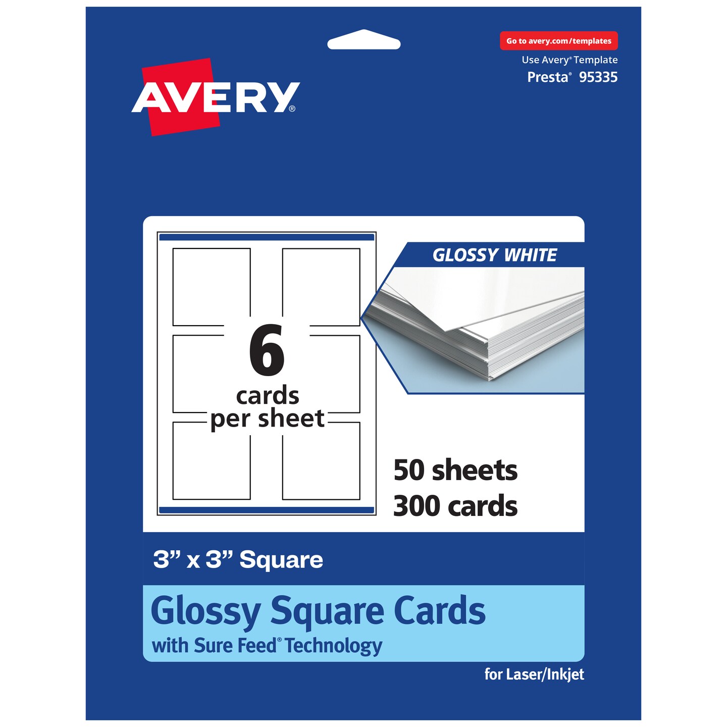 Avery Glossy White Square Cards, 3&#x22; x 3&#x22; Square