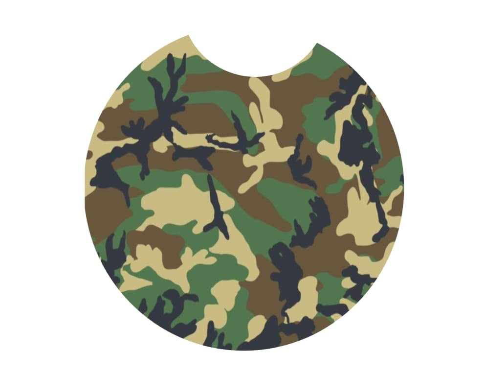 Army Camo Ceramic Car Coaster Set 2.56&#x22; (2 Pack)