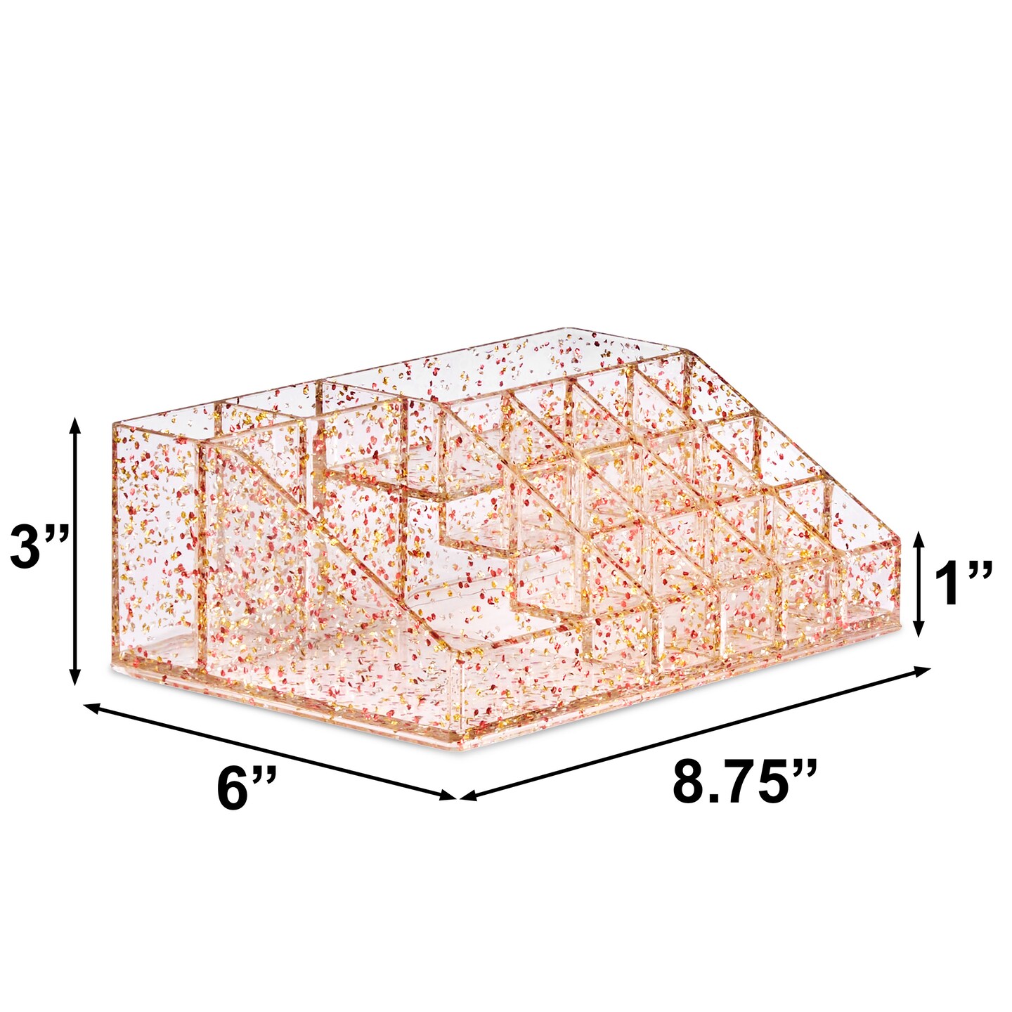 Sorbus 16 Slot Glitter Acrylic Makeup Organizer for Vanity and Bathroom