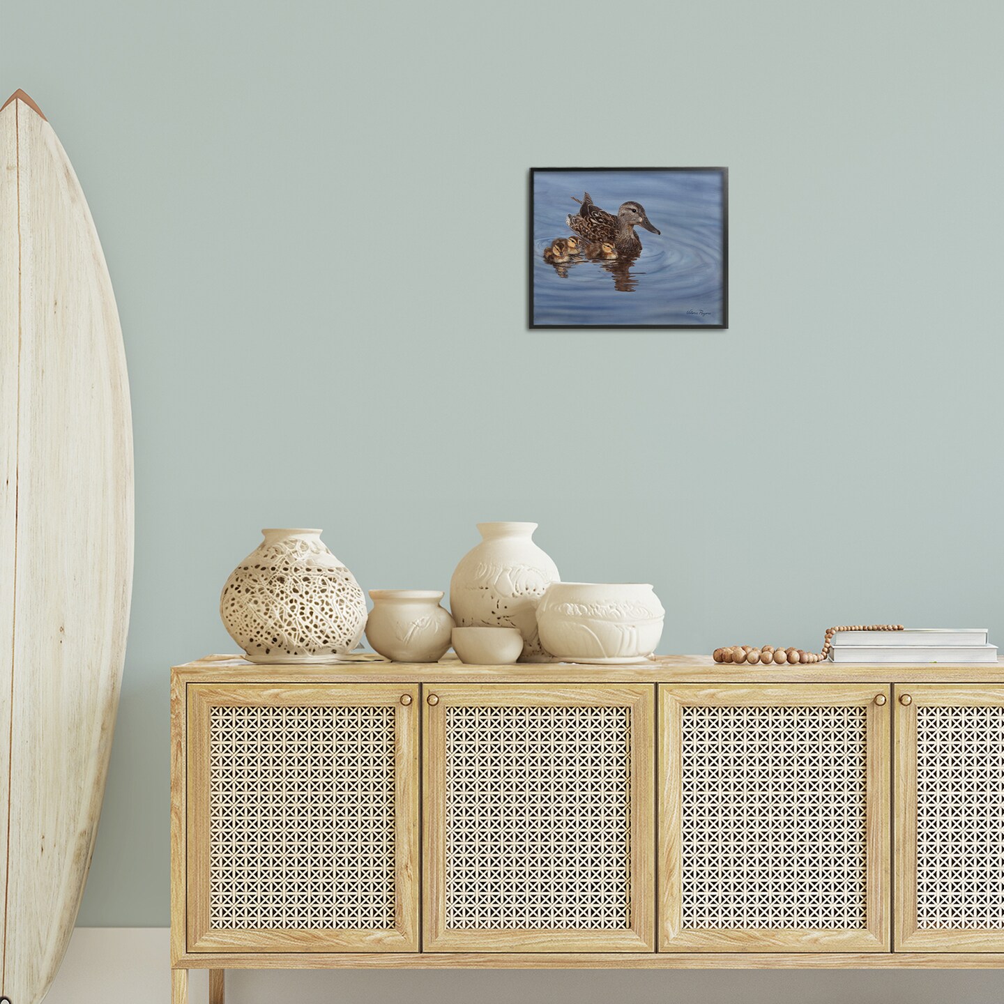 Stupell Industries Duck Family Ripples Framed Giclee Wall Art Design by Valerie Rogers