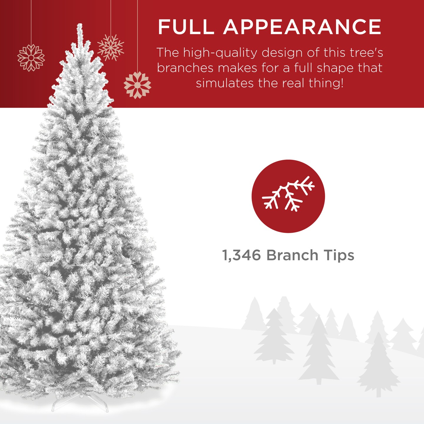 Best Choice Products Artificial Christmas Tree, Premium Unlit Spruce Design, Dense Branches – White Spruce