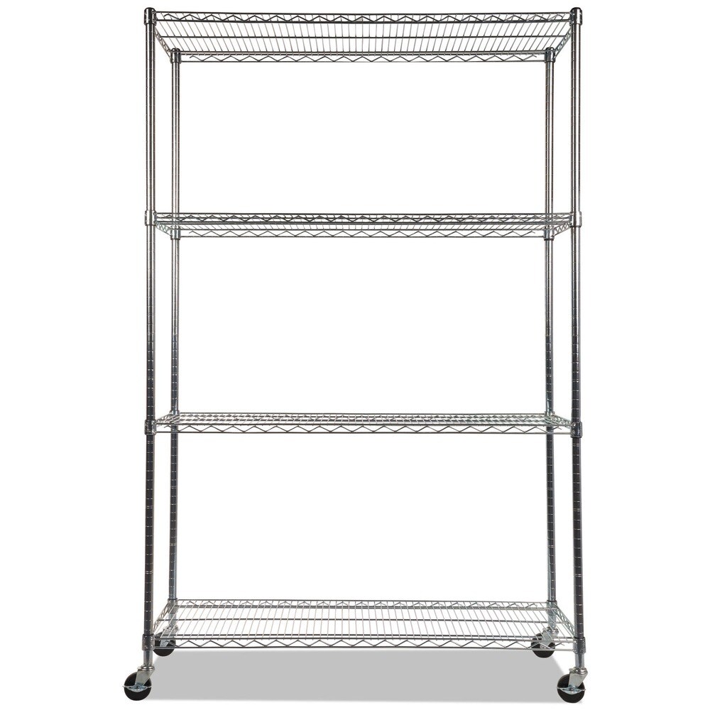 Alera 48 in. x 18 in. x 72 in. NSF Certified 4-Shelf Wire Shelving Kit with Casters - Silver