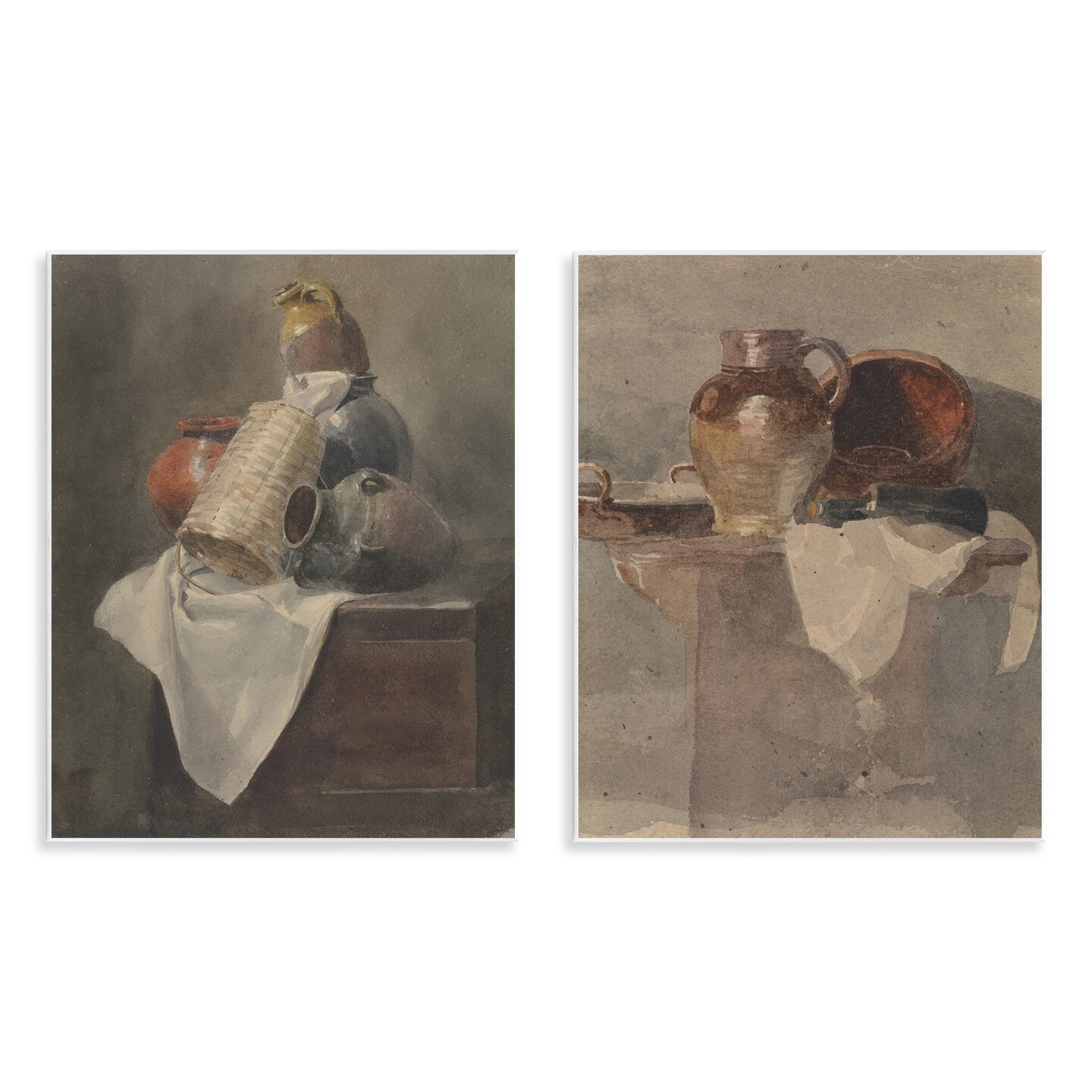 Stupell Industries Vintage Sundries Still Lifes 2pc Wall Plaque Art Set Design by Peter Dewint