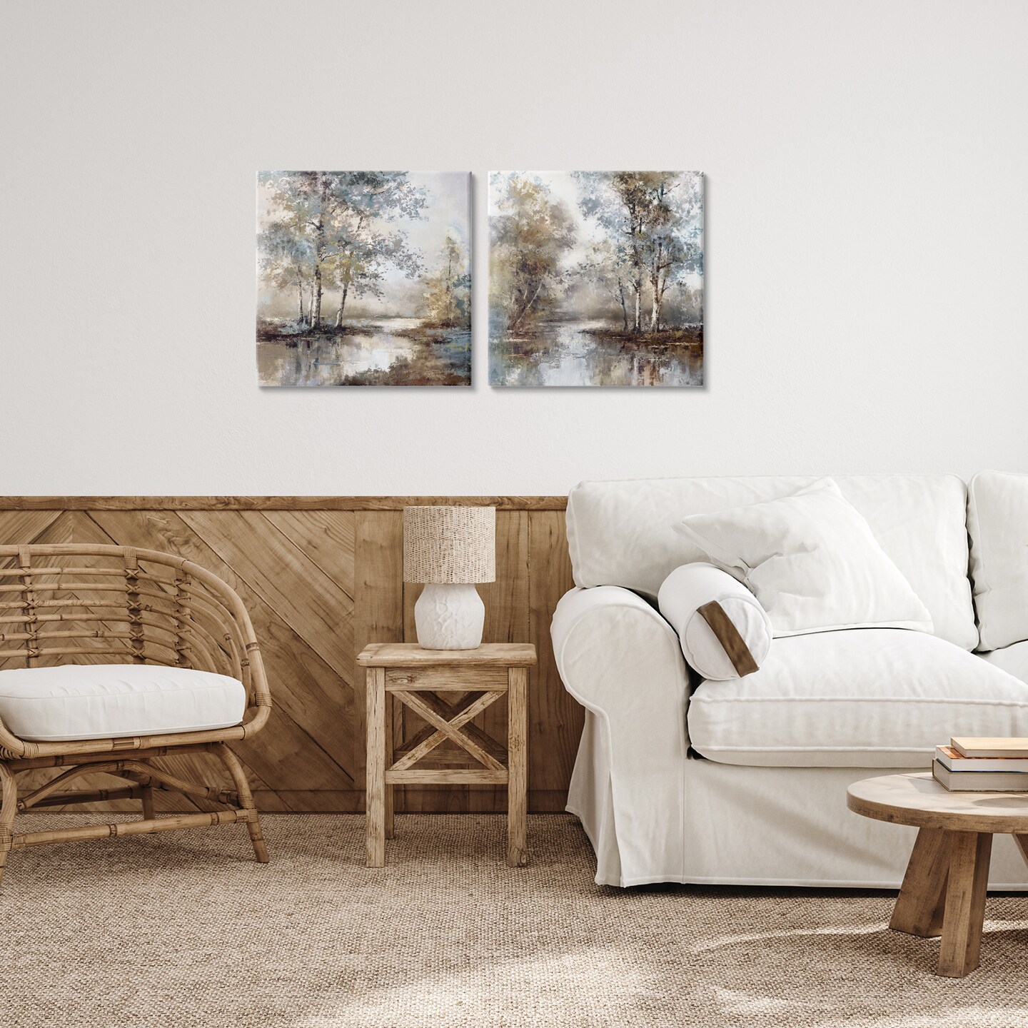 Stupell Industries Meandering River Tree Scene 2 Piece Canvas Wall Art Set, design by T.C. Chiu