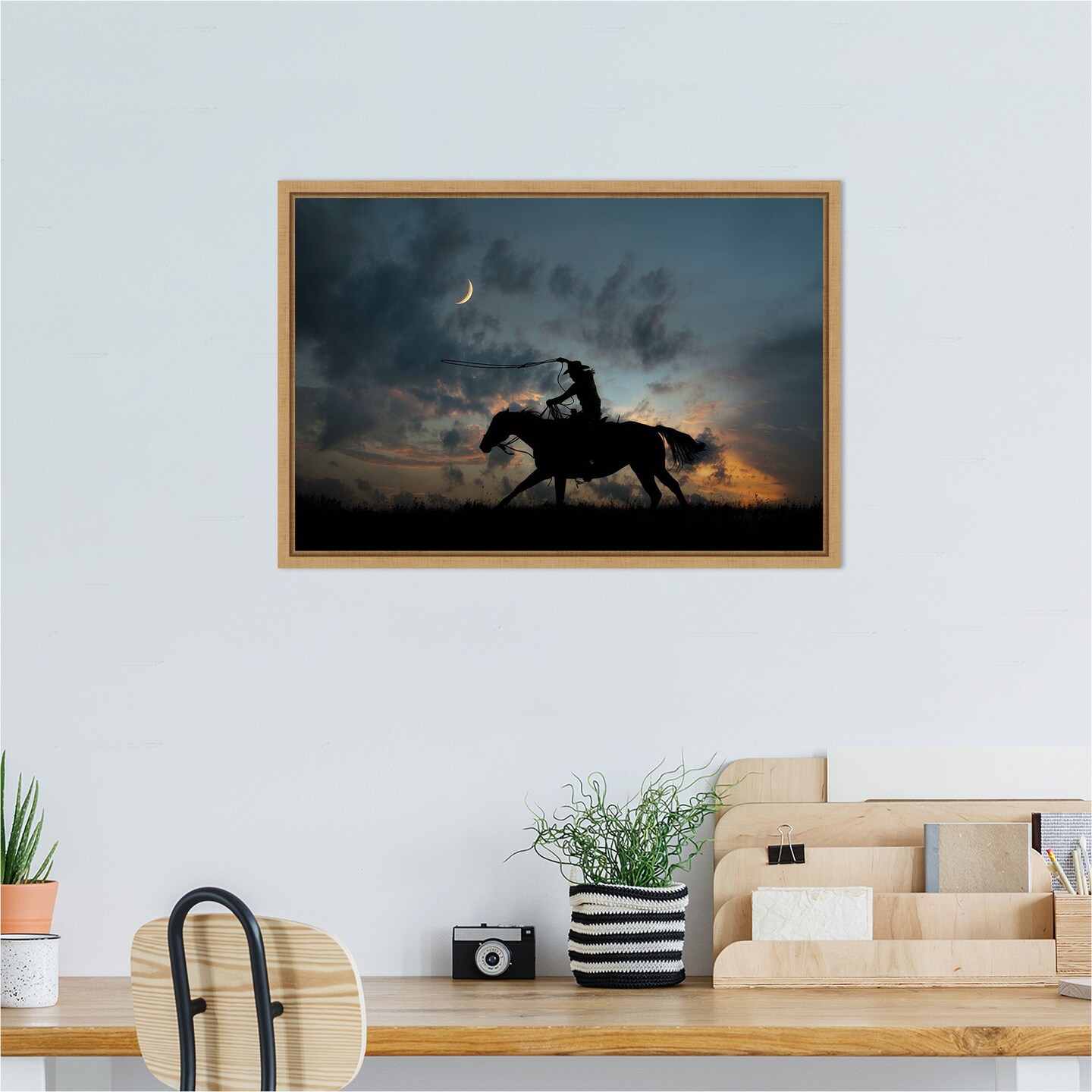 Cowboy By Day and Night II by PHBurchett Framed Canvas Wall Art