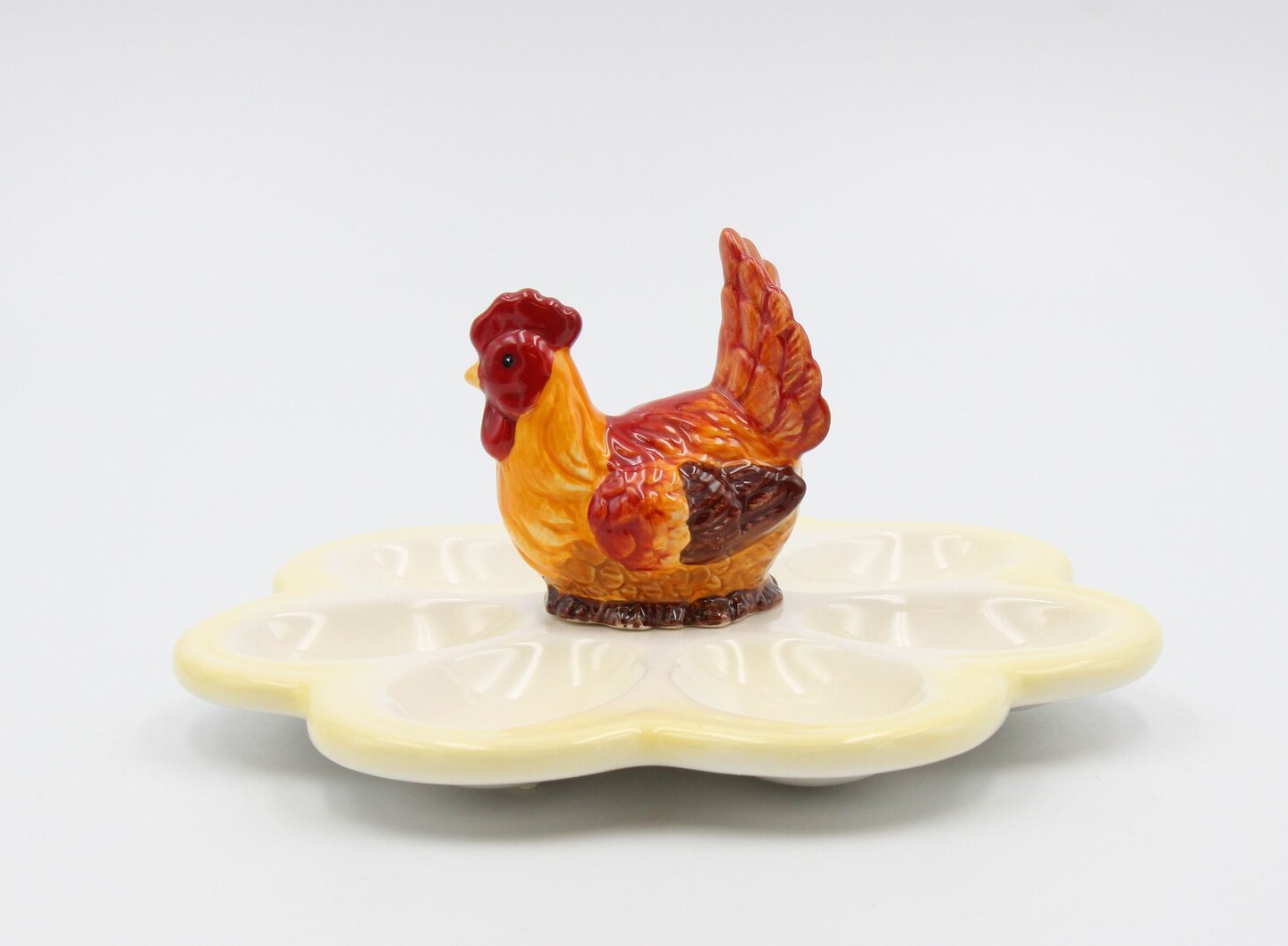 Ceramic Rooster Yellow Egg Dish, Home D&#xE9;cor, Gift for Her, Gift for Mom, Kitchen D&#xE9;cor, Farmhouse D&#xE9;cor, Fall Decor