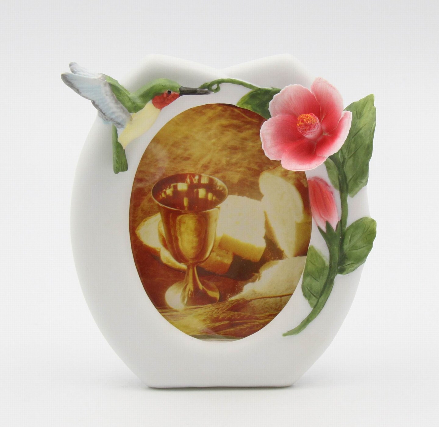 Ceramic Hummingbird with Flower Photo Frame, Home D&#xE9;cor, Gift for Her, Mom, Kitchen D&#xE9;cor, Birdwatcher Gift, Vintage Decor