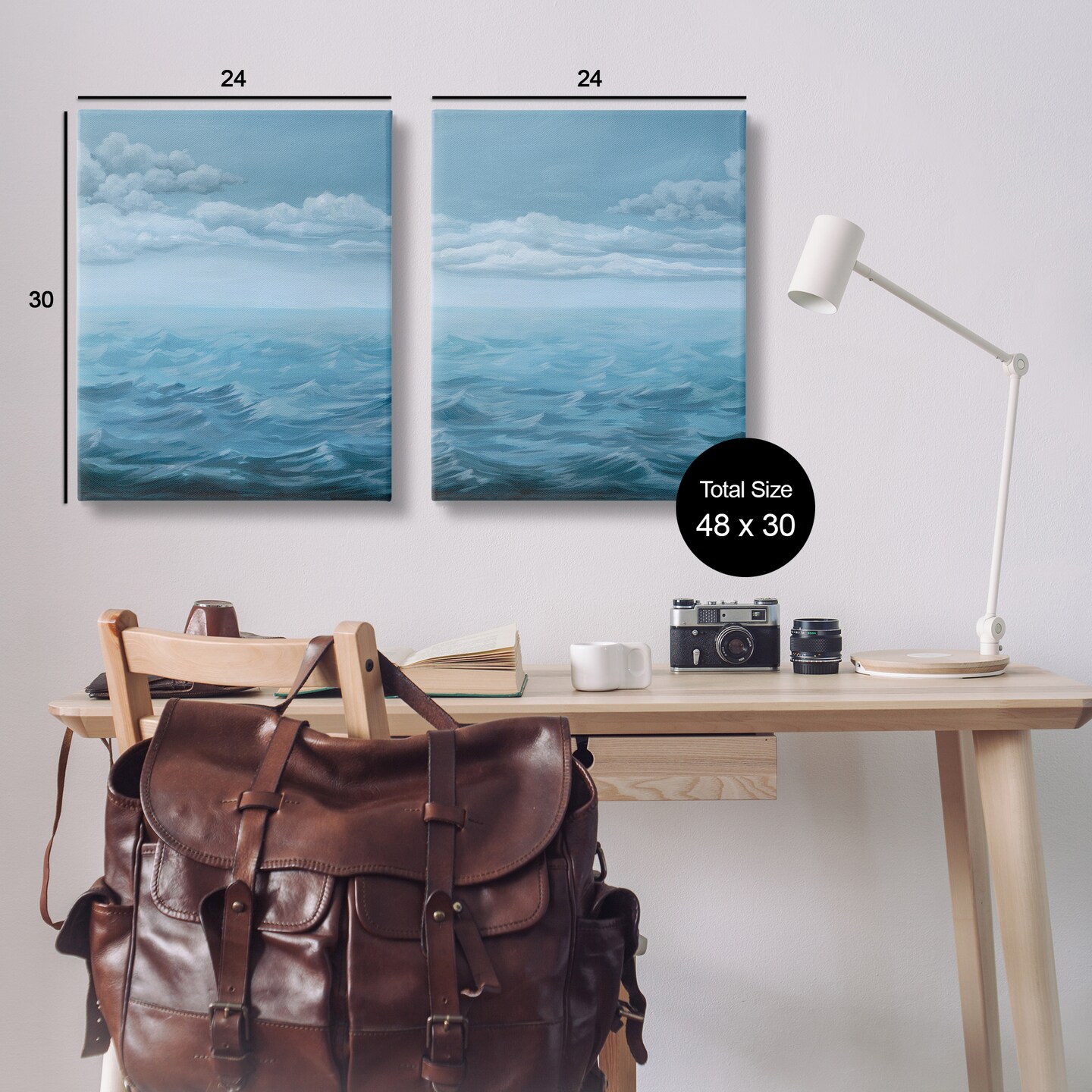 Stupell Industries Clouds over Rough Sea Waves 2pc Canvas Wall Art Set Design by Grace Popp
